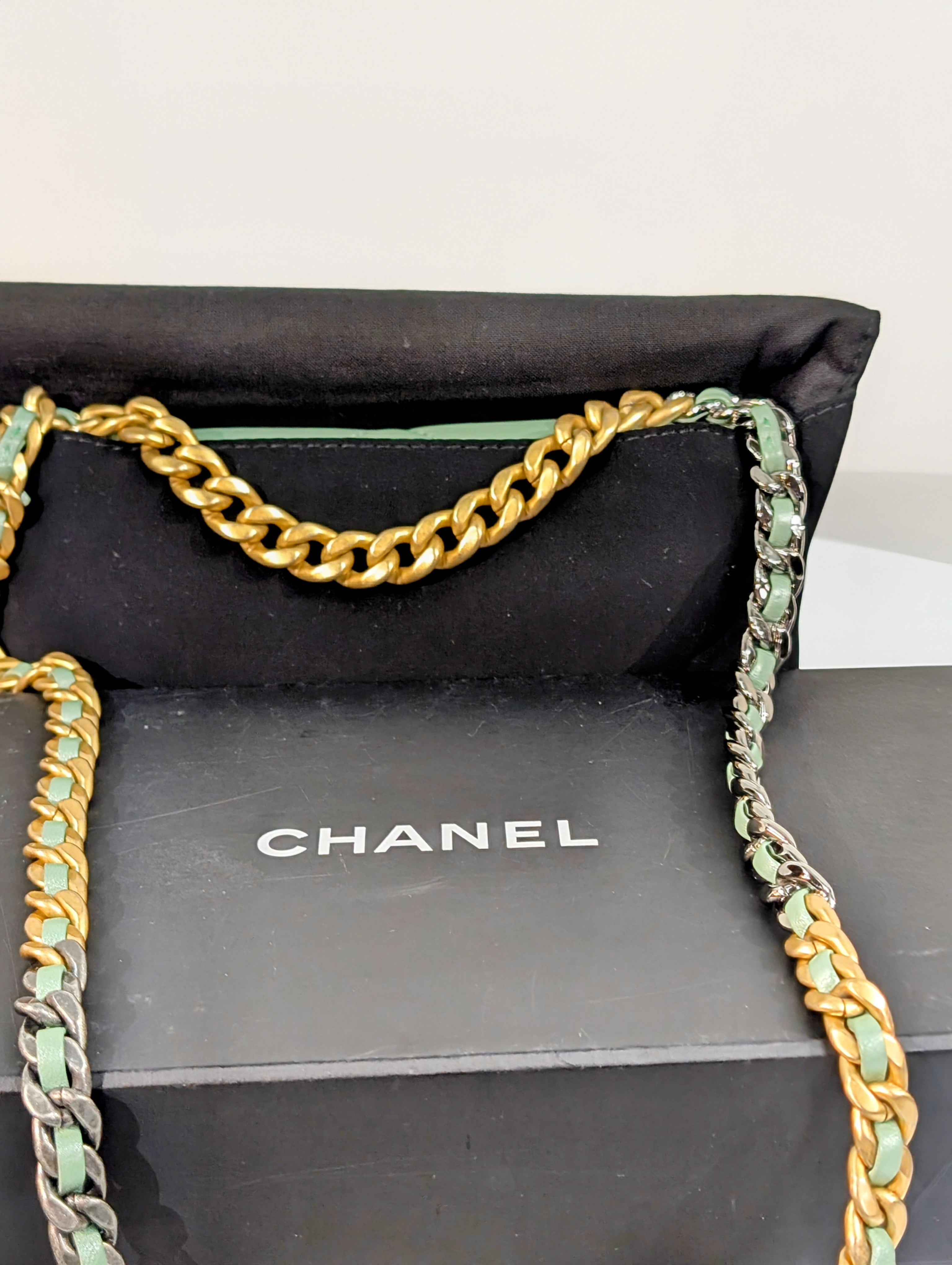 Chanel 19 Mint Quilted Lambskin Wallet On Chain (WOC)