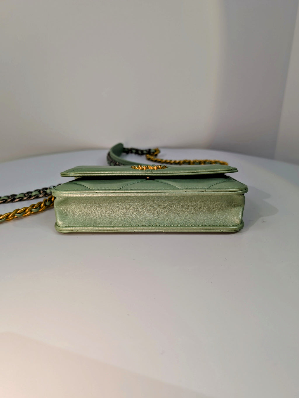 Chanel 19 Mint Quilted Lambskin Wallet On Chain (WOC)