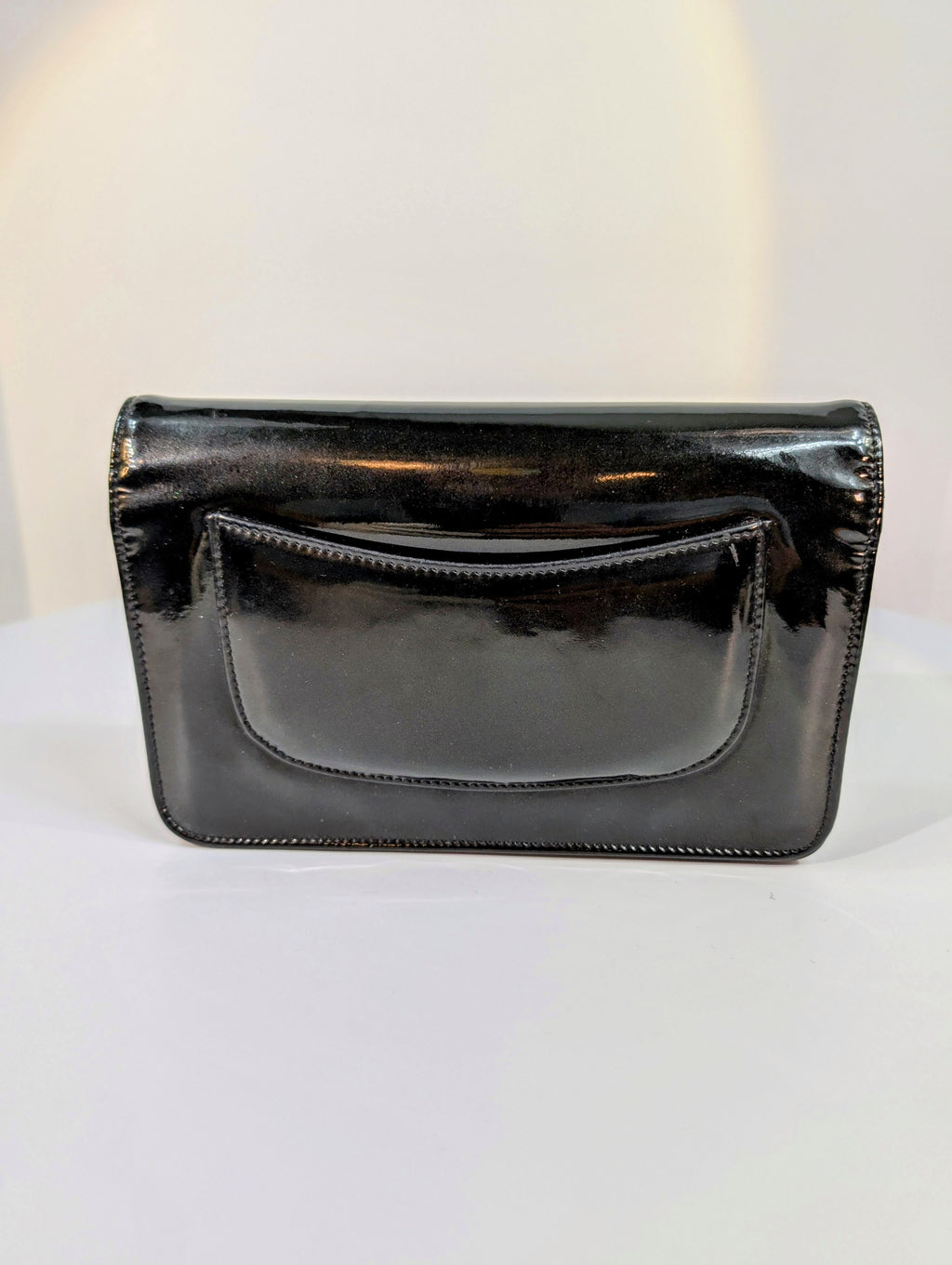 Chanel Black Studded Crystal Patent Leather Wallet on Chain (WOC)