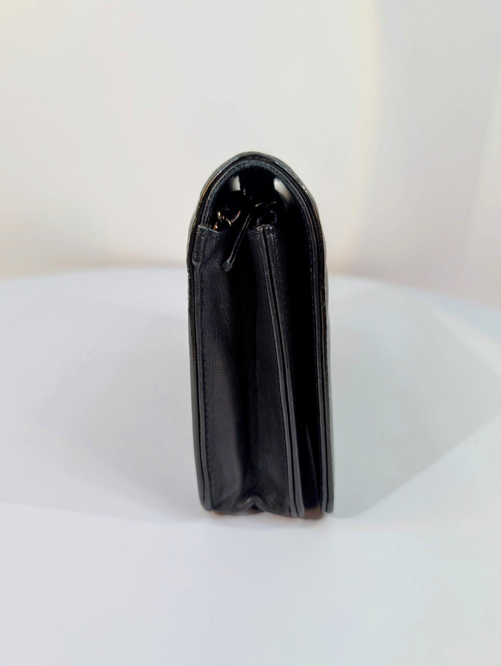 Chanel Black Studded Crystal Patent Leather Wallet on Chain (WOC)