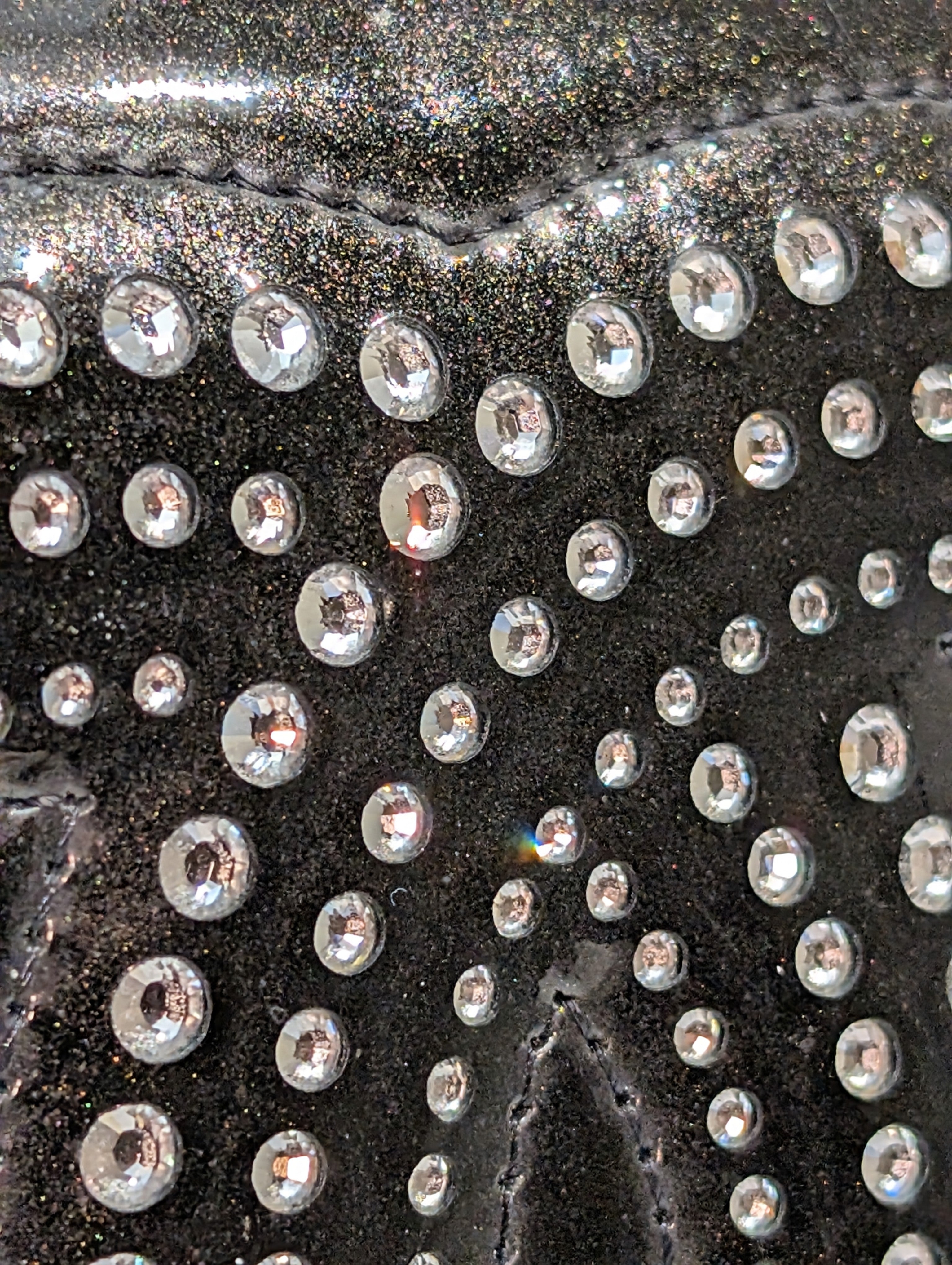 Chanel Black Studded Crystal Patent Leather Wallet on Chain (WOC)