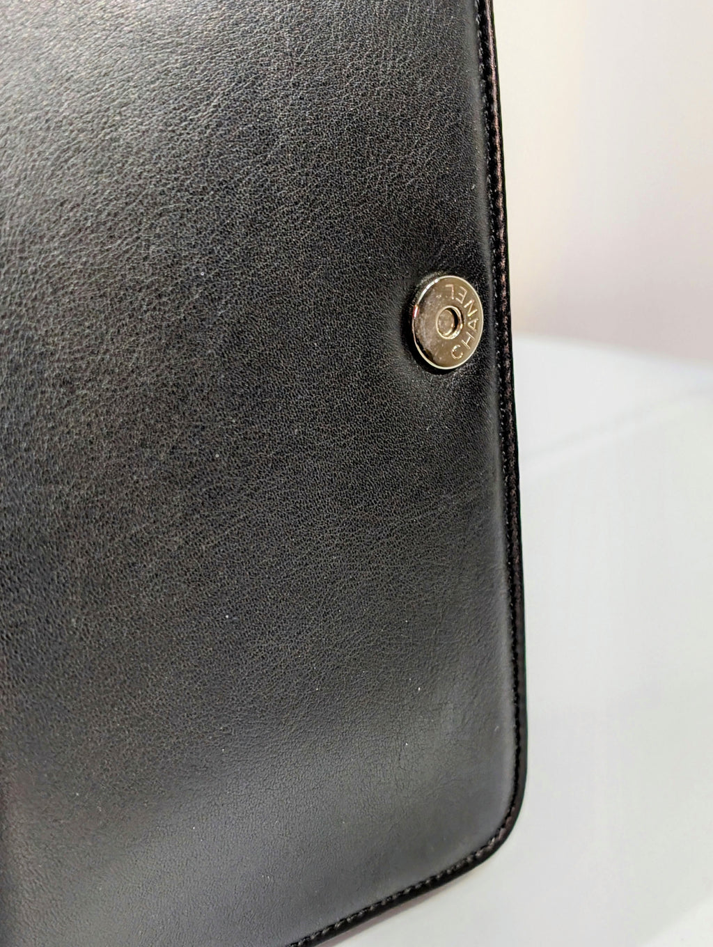 Chanel Black Studded Crystal Patent Leather Wallet on Chain (WOC)