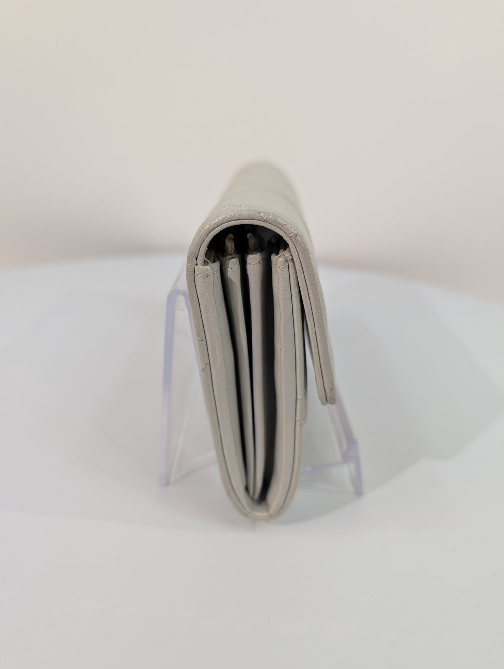 Chanel 19 Long Flap Lambskin in Lustrous Iriescent Silver Clutch