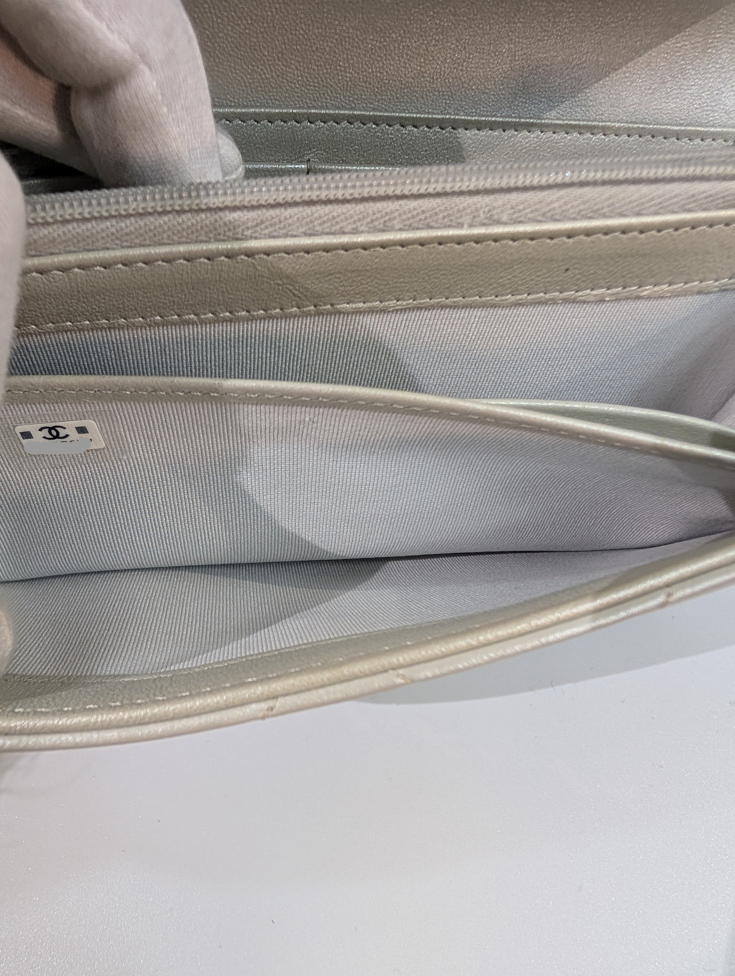 Chanel 19 Long Flap Lambskin in Lustrous Iriescent Silver Clutch
