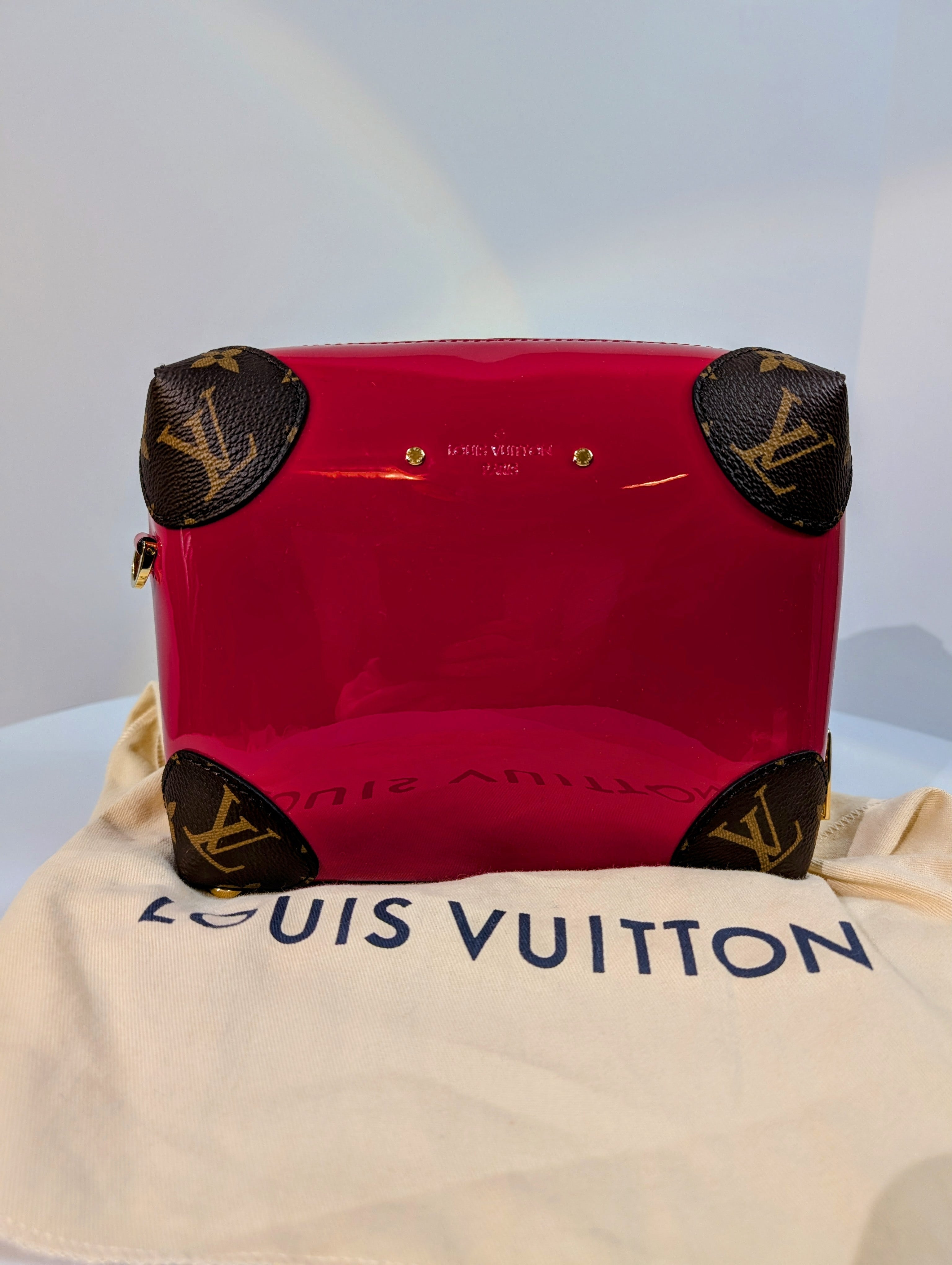 Louis Vuitton Red Leather Petite Malle Souple