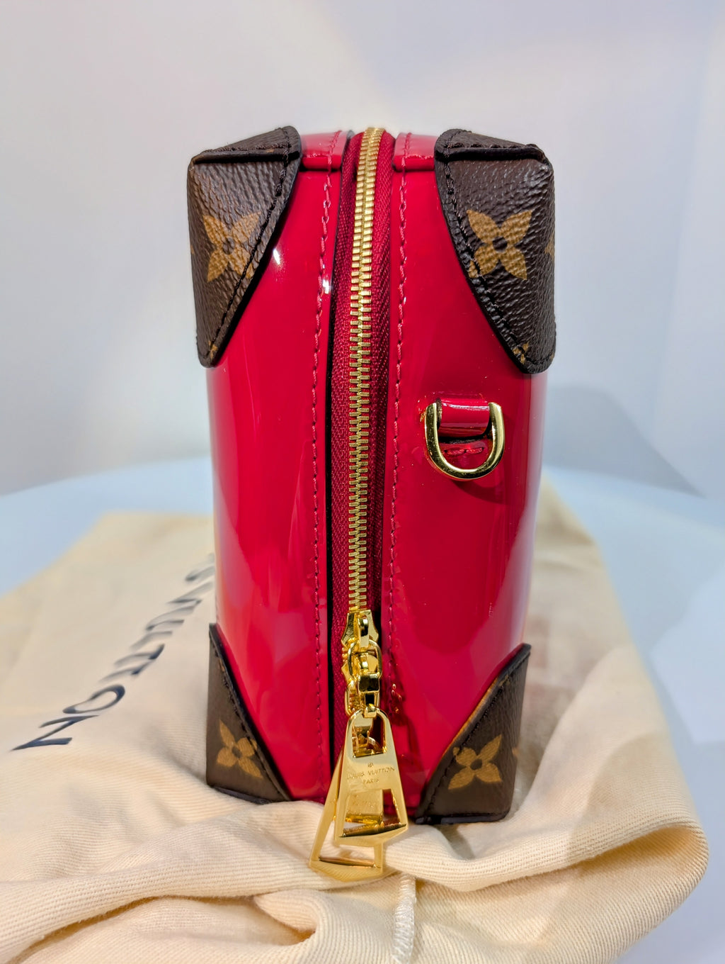 Louis Vuitton Red Leather Petite Malle Souple