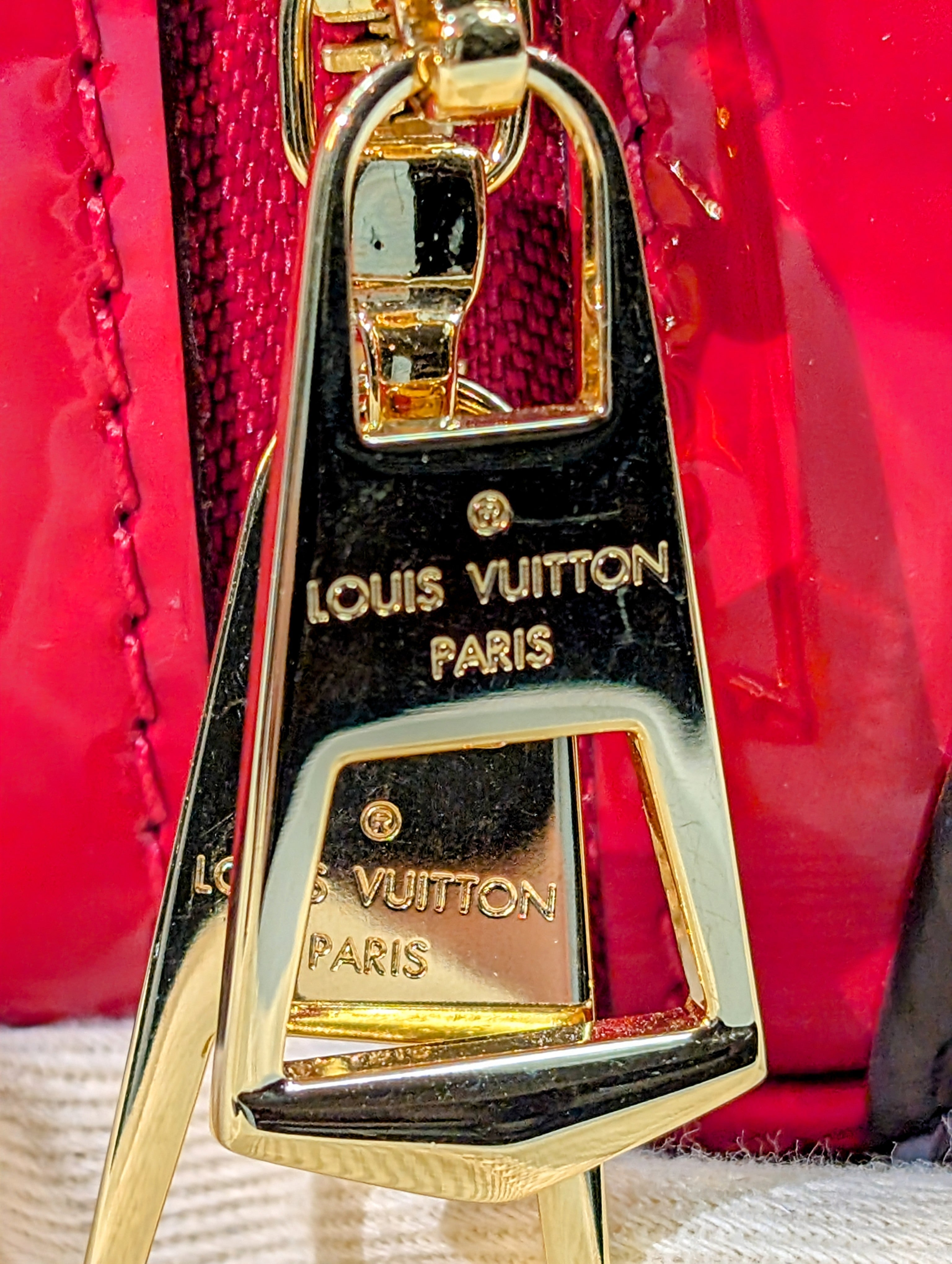 Louis Vuitton Red Leather Petite Malle Souple