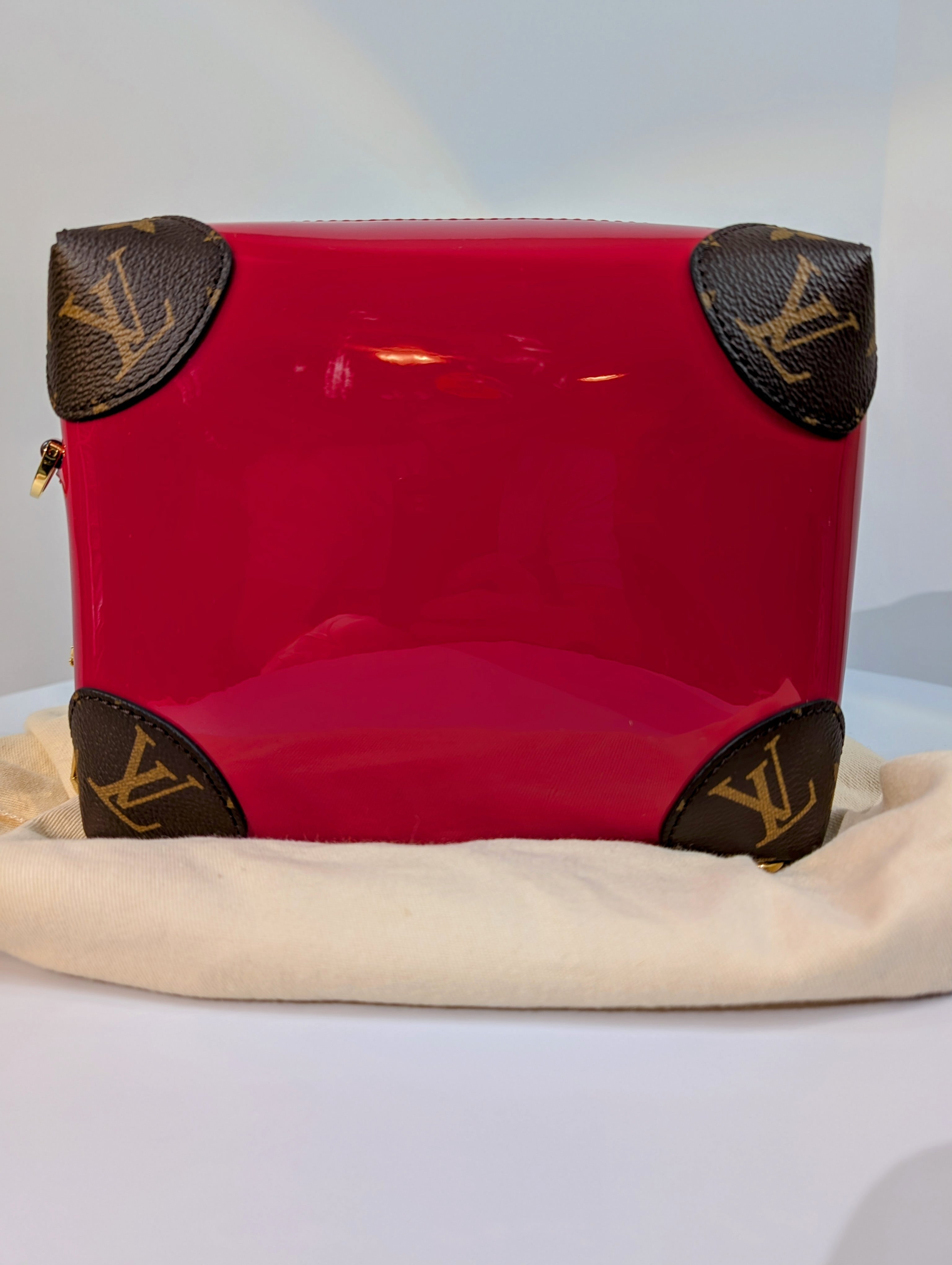 Louis Vuitton Red Leather Petite Malle Souple