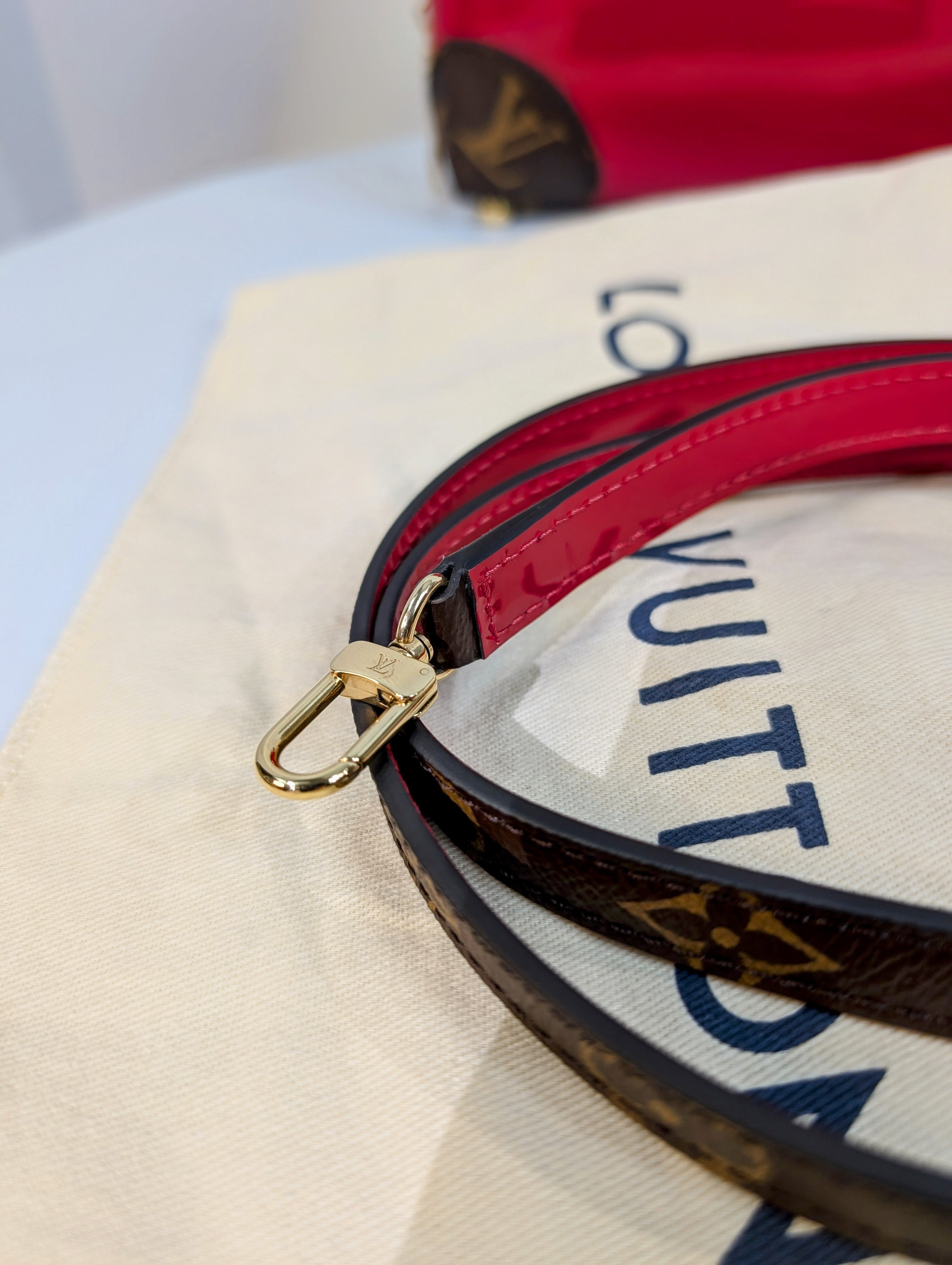 Louis Vuitton Red Leather Petite Malle Souple