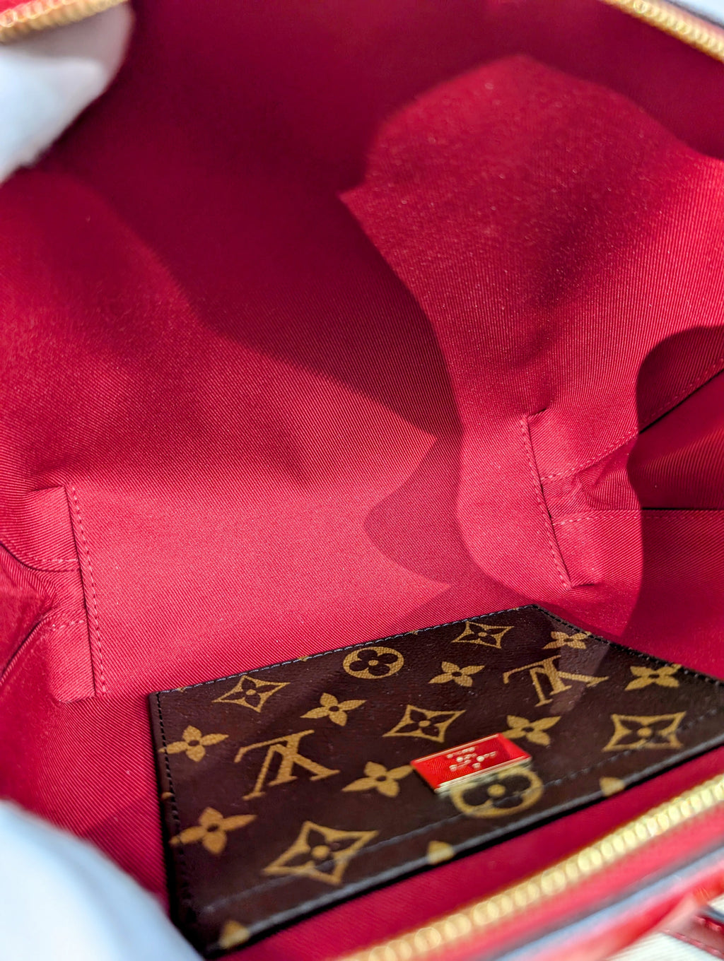 Louis Vuitton Red Leather Petite Malle Souple