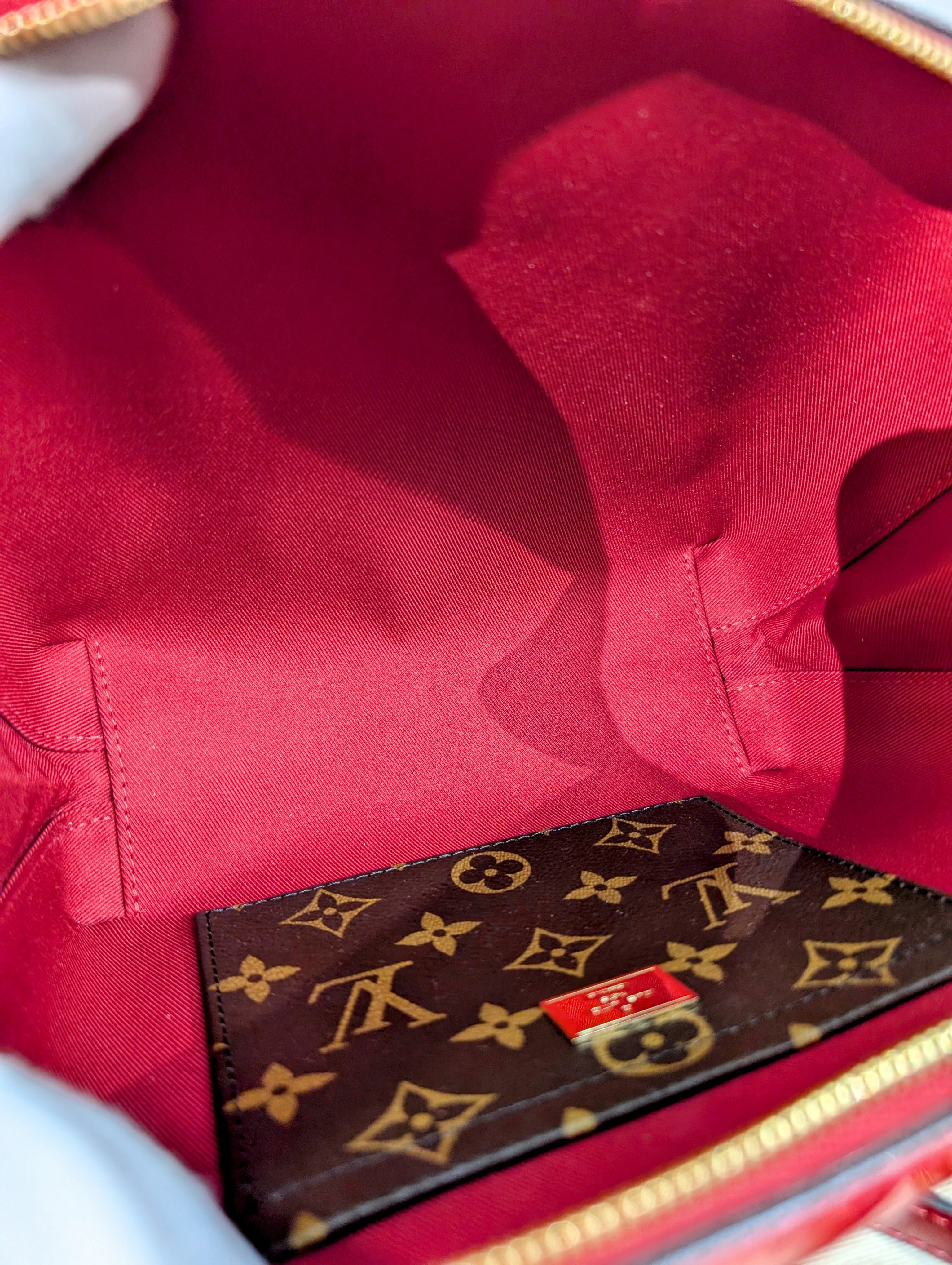 Louis Vuitton Red Leather Petite Malle Souple