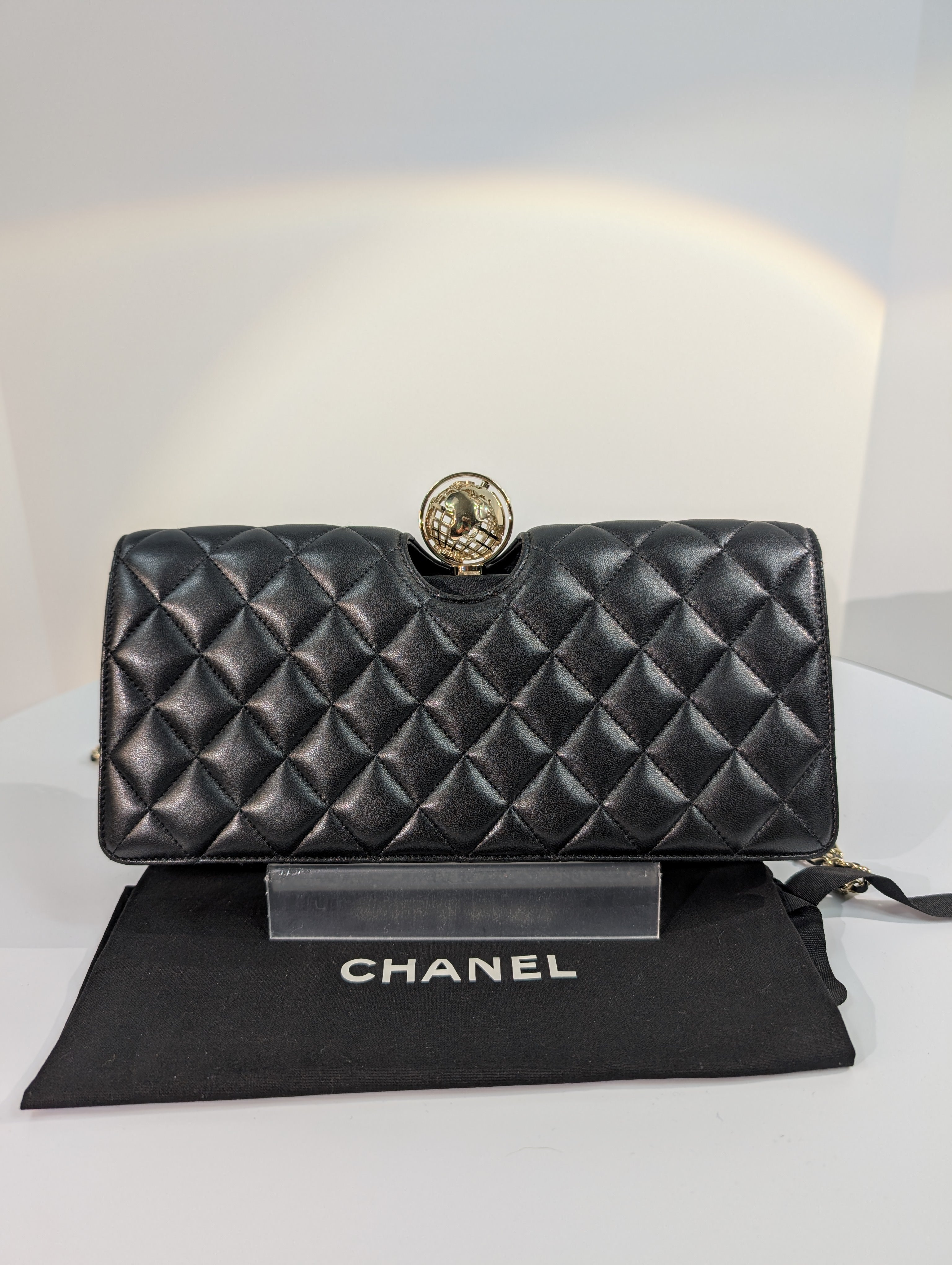 Chanel Vintage Rare "Around The World" Chain Clutch Bag