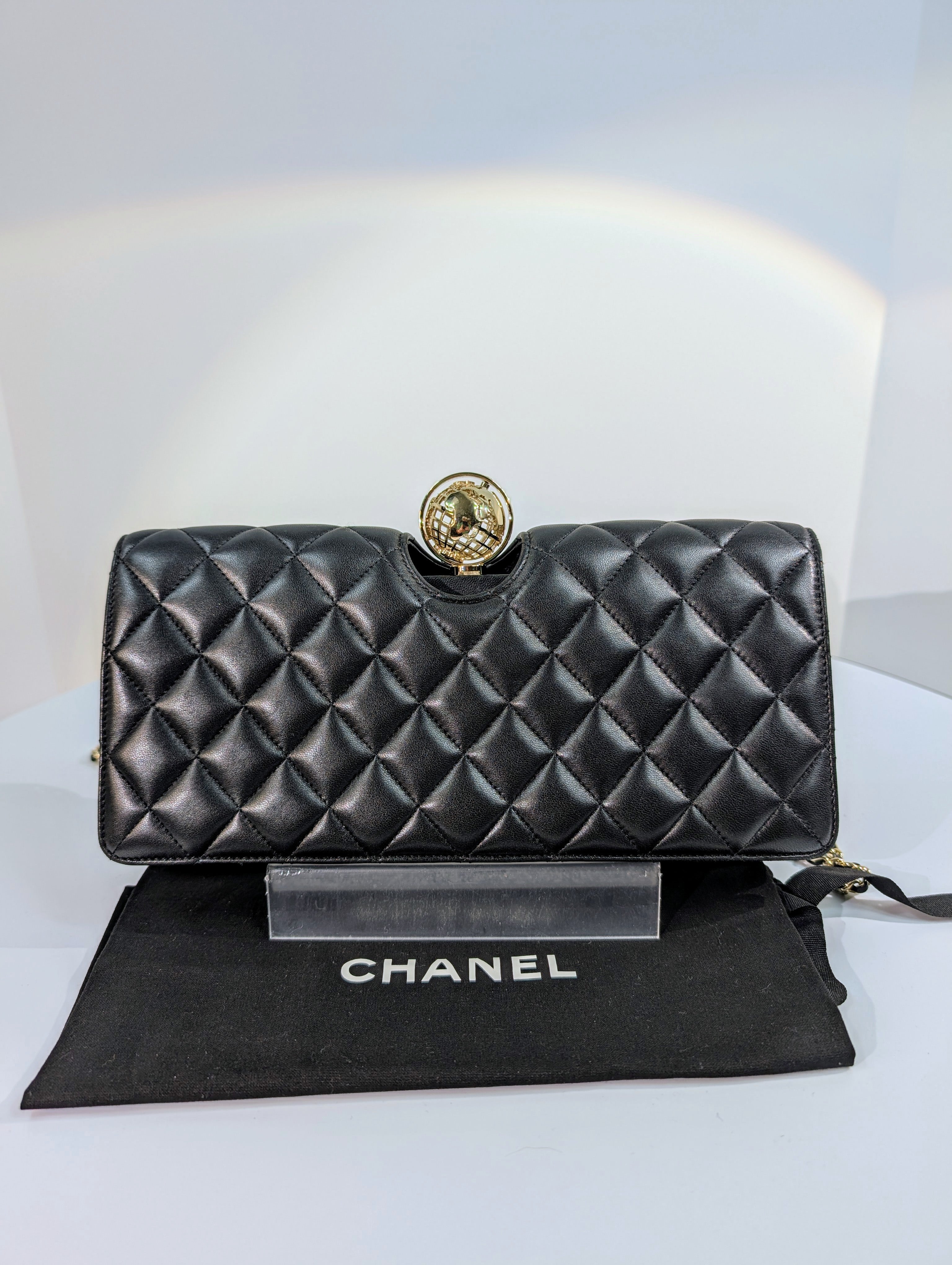 Chanel Vintage Rare "Around The World" Chain Clutch Bag