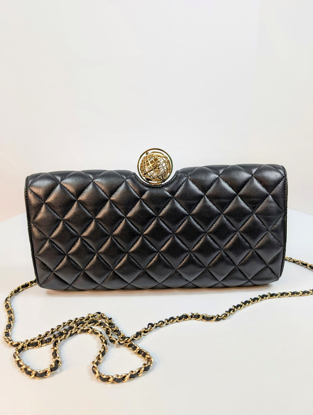 Chanel Vintage Rare "Around The World" Chain Clutch Bag