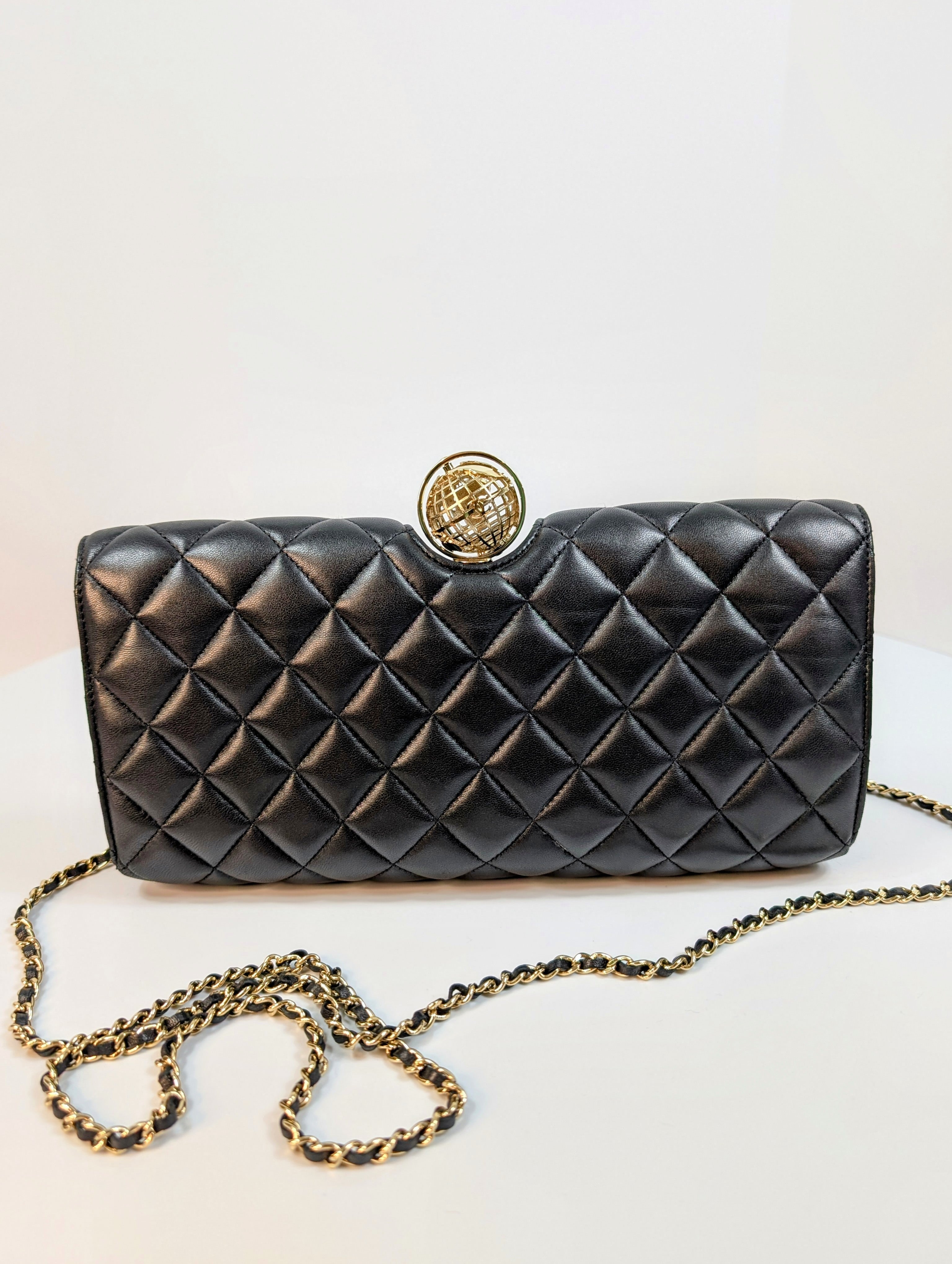 Chanel Vintage Rare "Around The World" Chain Clutch Bag