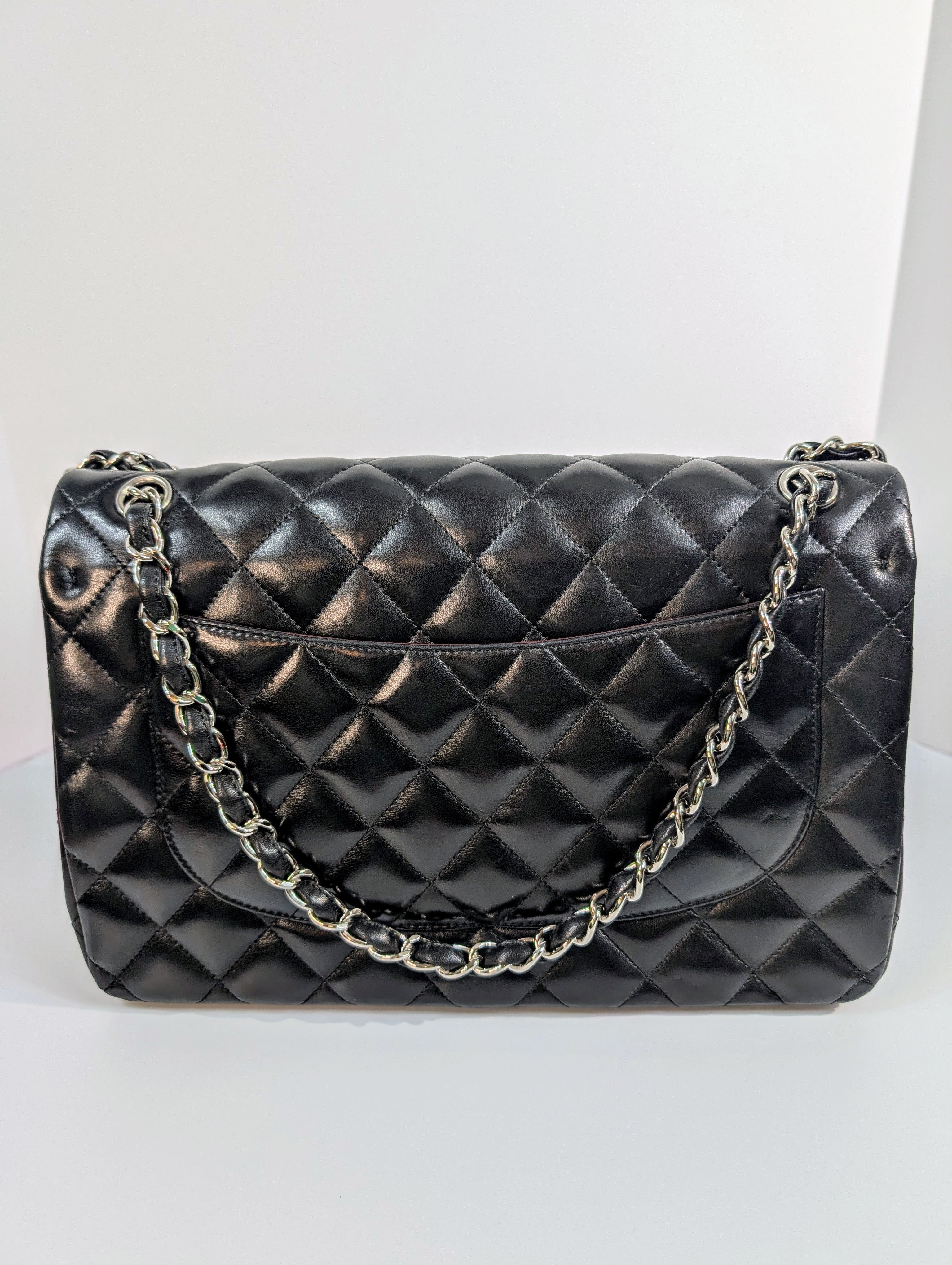 Chanel Black Classic Jumbo Double Flap Lambskin Bag