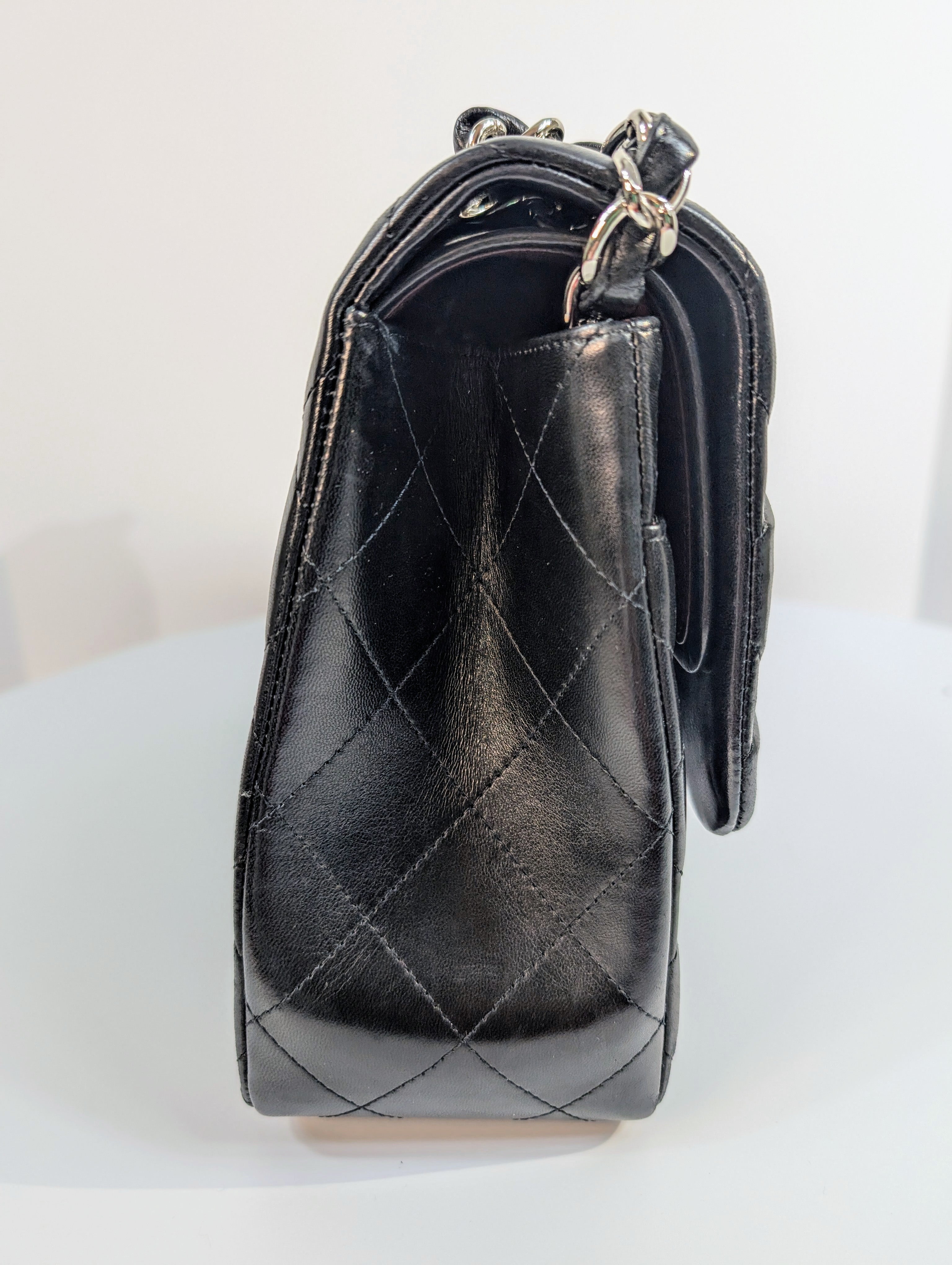 Chanel Black Classic Jumbo Double Flap Lambskin Bag