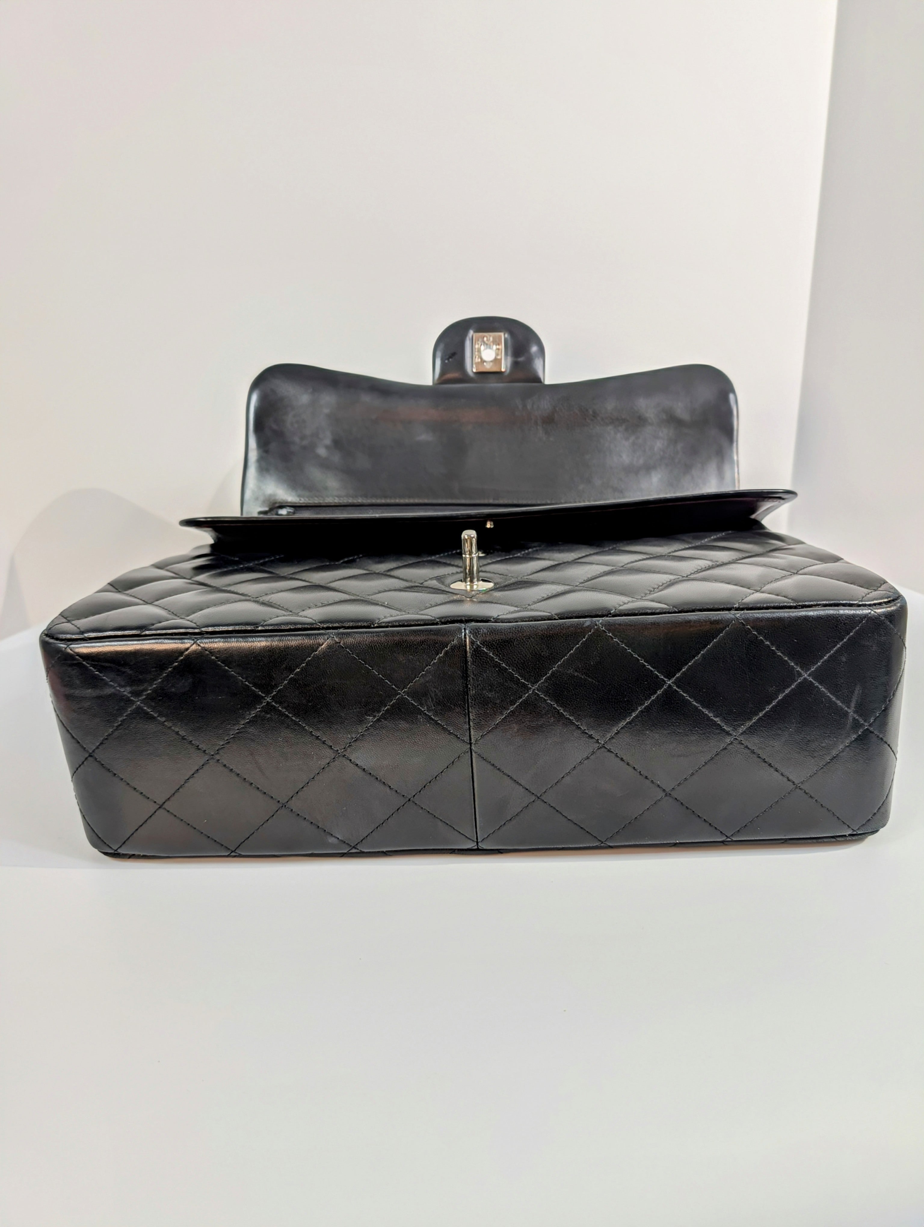 Chanel Black Classic Jumbo Double Flap Lambskin Bag