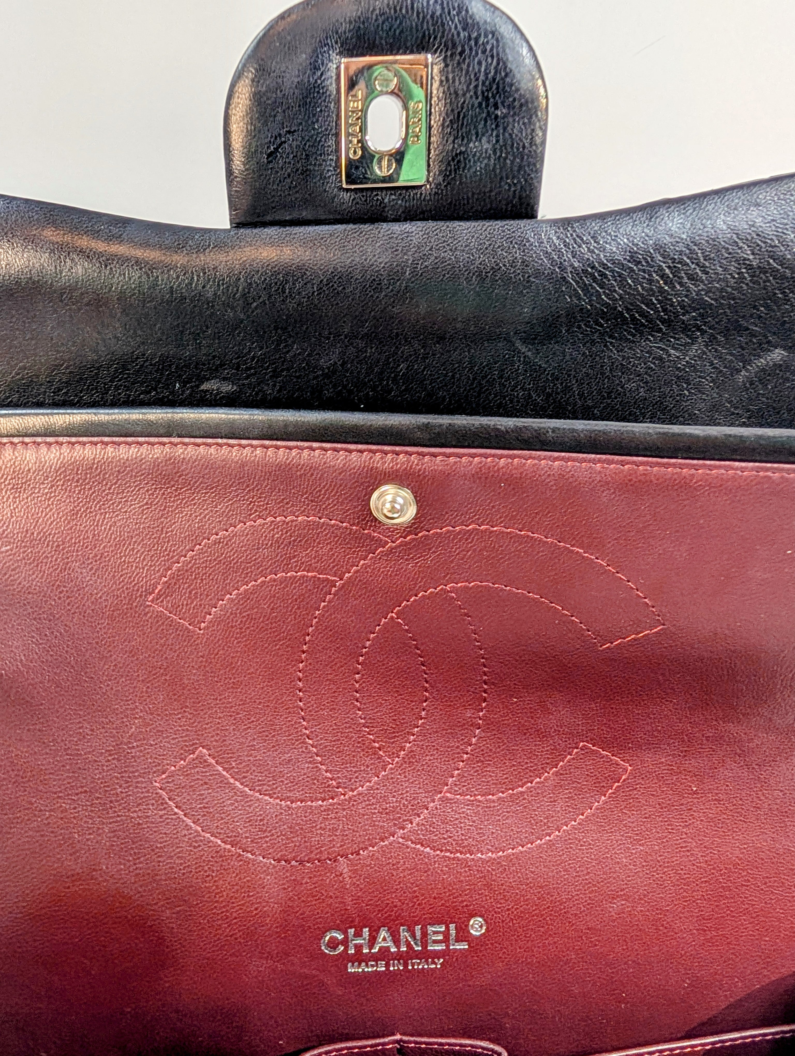 Chanel Black Classic Jumbo Double Flap Lambskin Bag