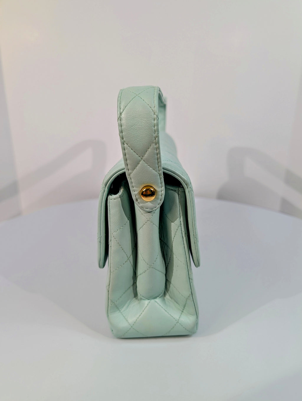 Chanel Light Blue Rare Vintage Jumbo Calfskin Double Turn-lock Bag