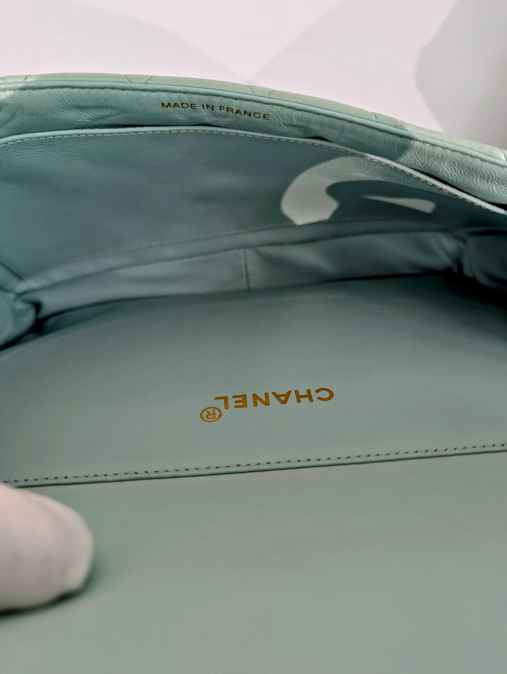 Chanel Light Blue Rare Vintage Jumbo Calfskin Double Turn-lock Bag