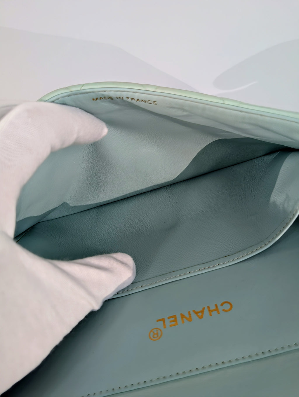 Chanel Light Blue Rare Vintage Jumbo Calfskin Double Turn-lock Bag