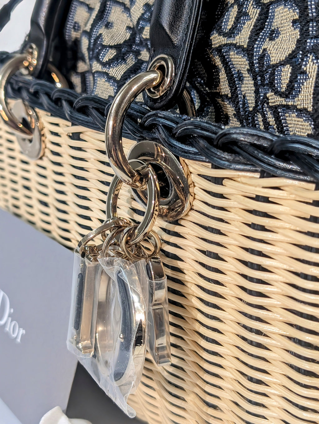 Dior Lady Dior D'joy Medium Wicker Basket Bag