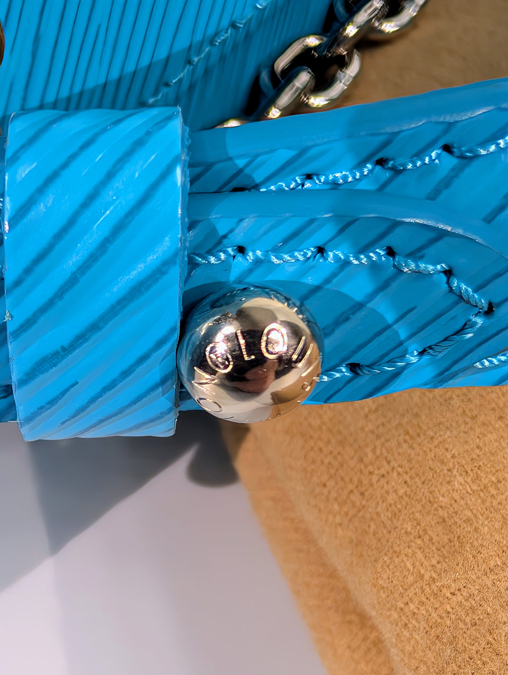 Louis Vuitton Cyan Blue Twist MM Bag in Epi Leather