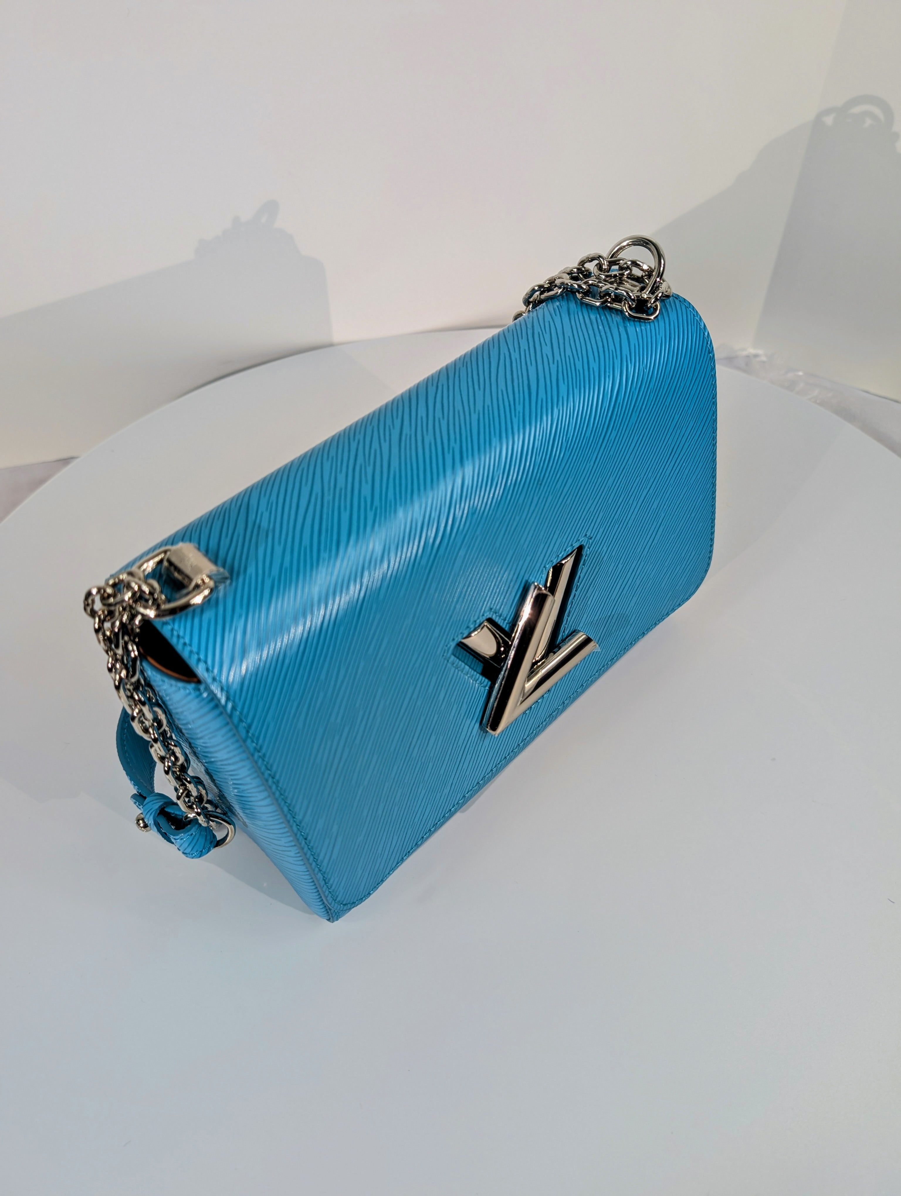 Louis Vuitton Cyan Blue Twist MM Bag in Epi Leather