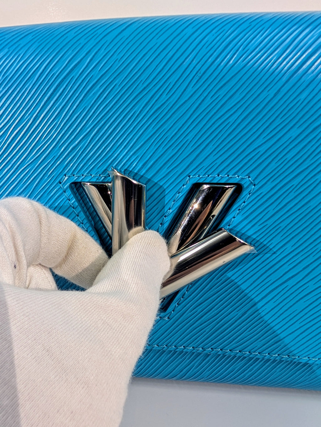 Louis Vuitton Cyan Blue Twist MM Bag in Epi Leather