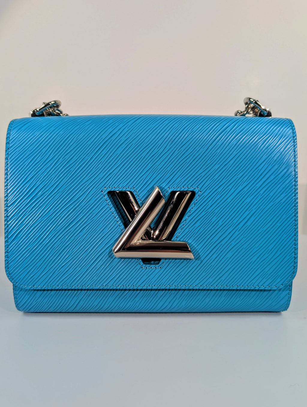 Louis Vuitton Cyan Blue Twist MM Bag in Epi Leather