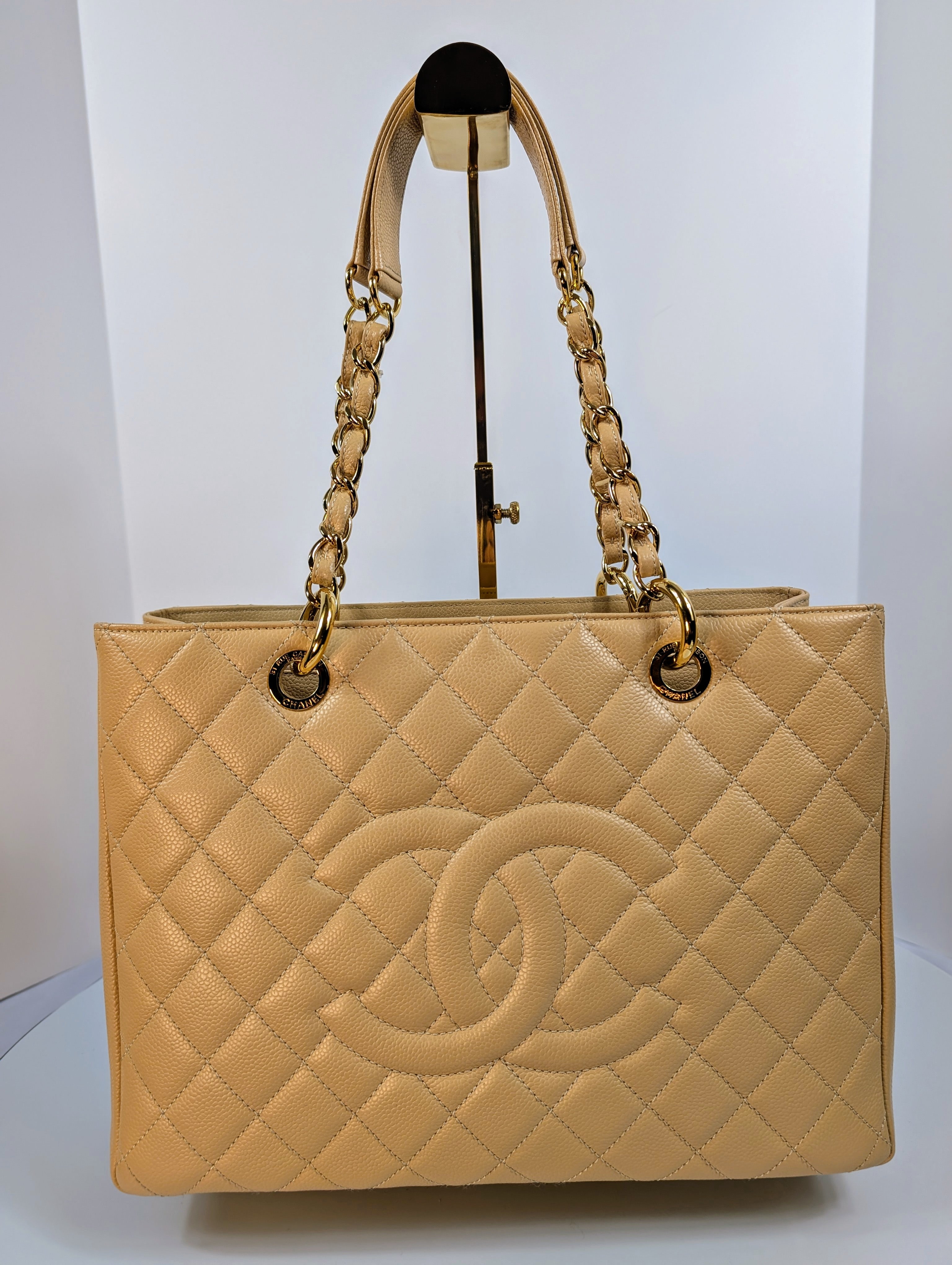 Chanel Beige Caviar Leather Grand Shopping Tote (GST)