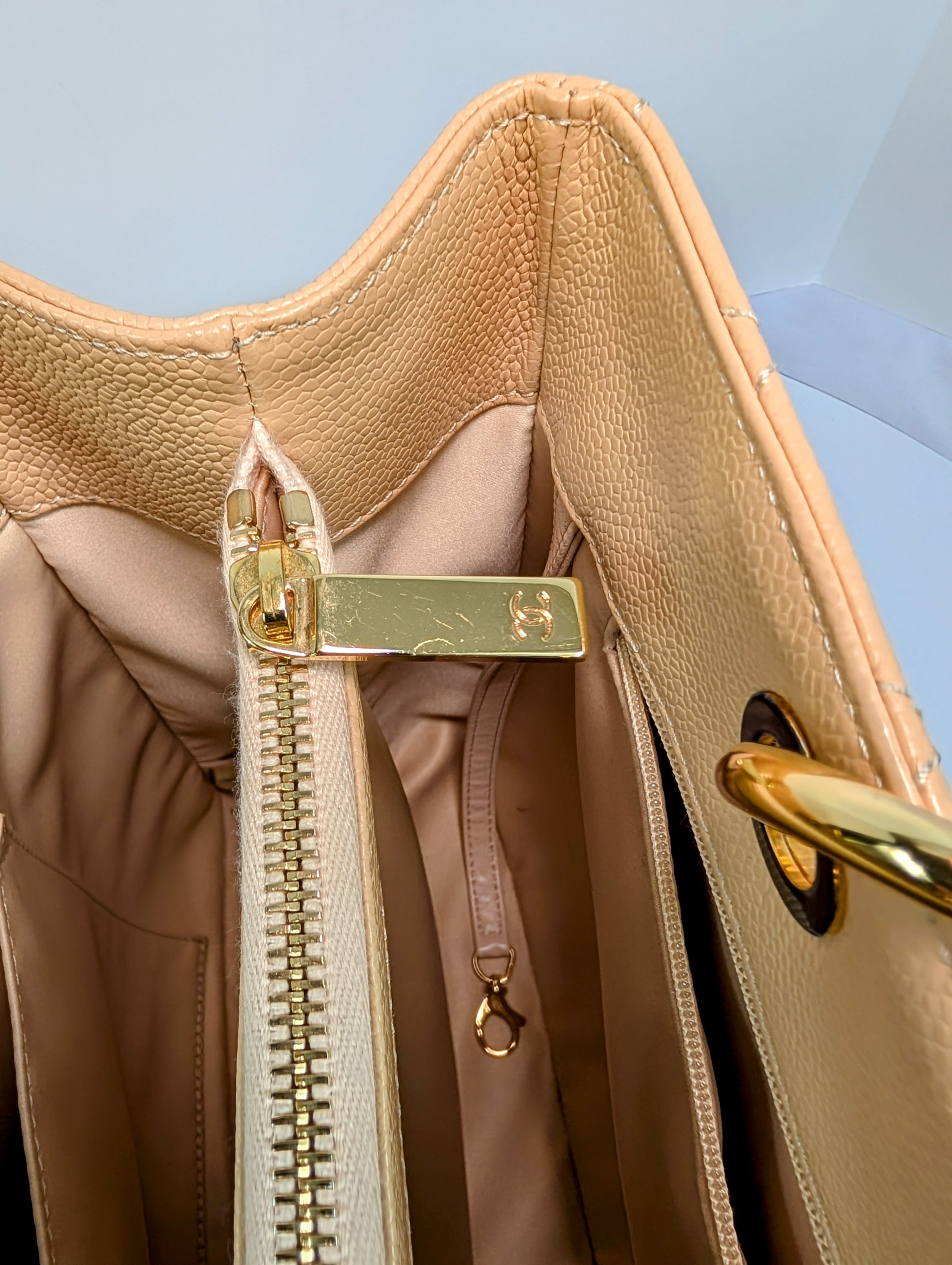 Chanel Beige Caviar Leather Grand Shopping Tote (GST)