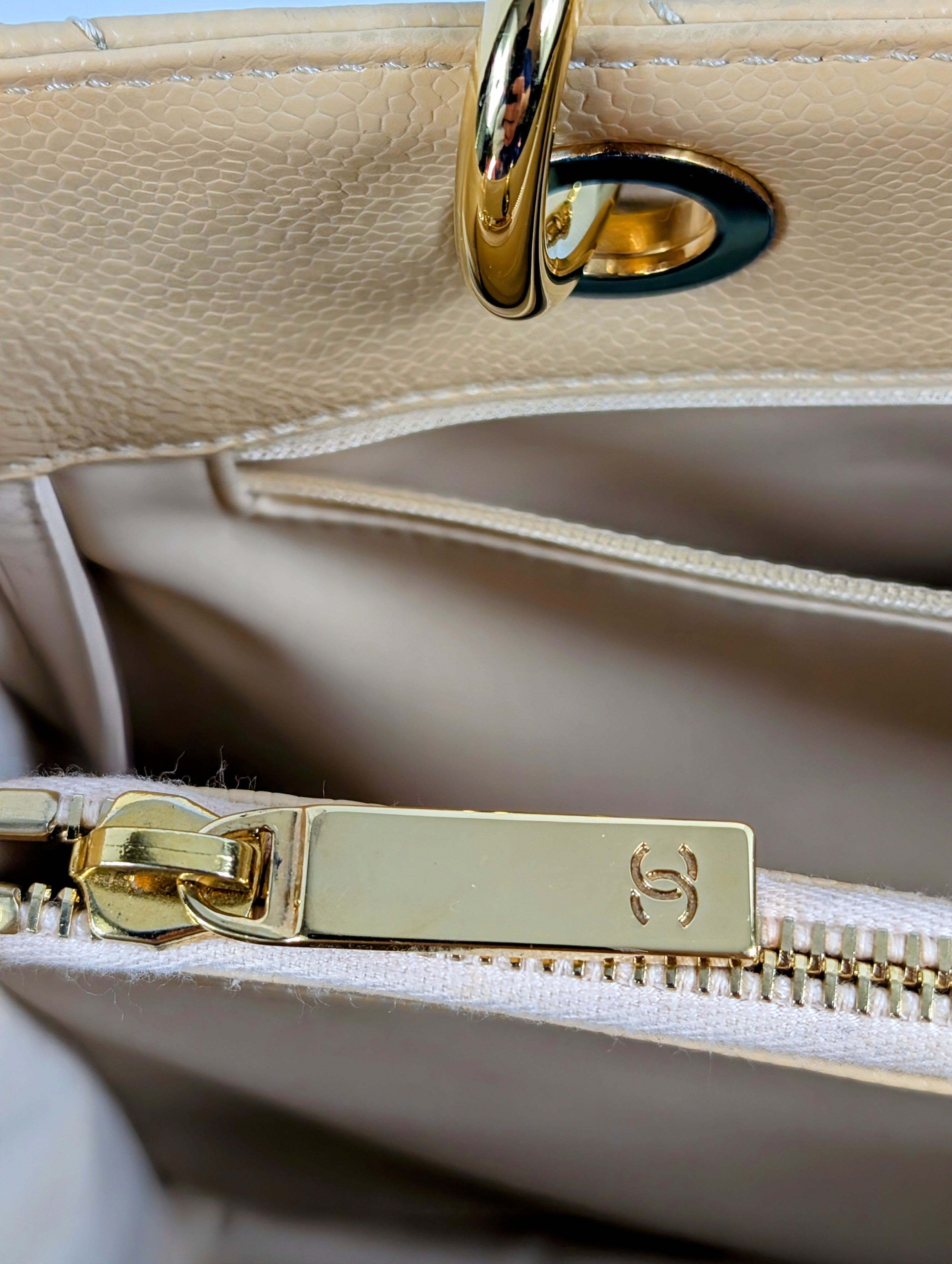 Chanel Beige Caviar Leather Grand Shopping Tote (GST)