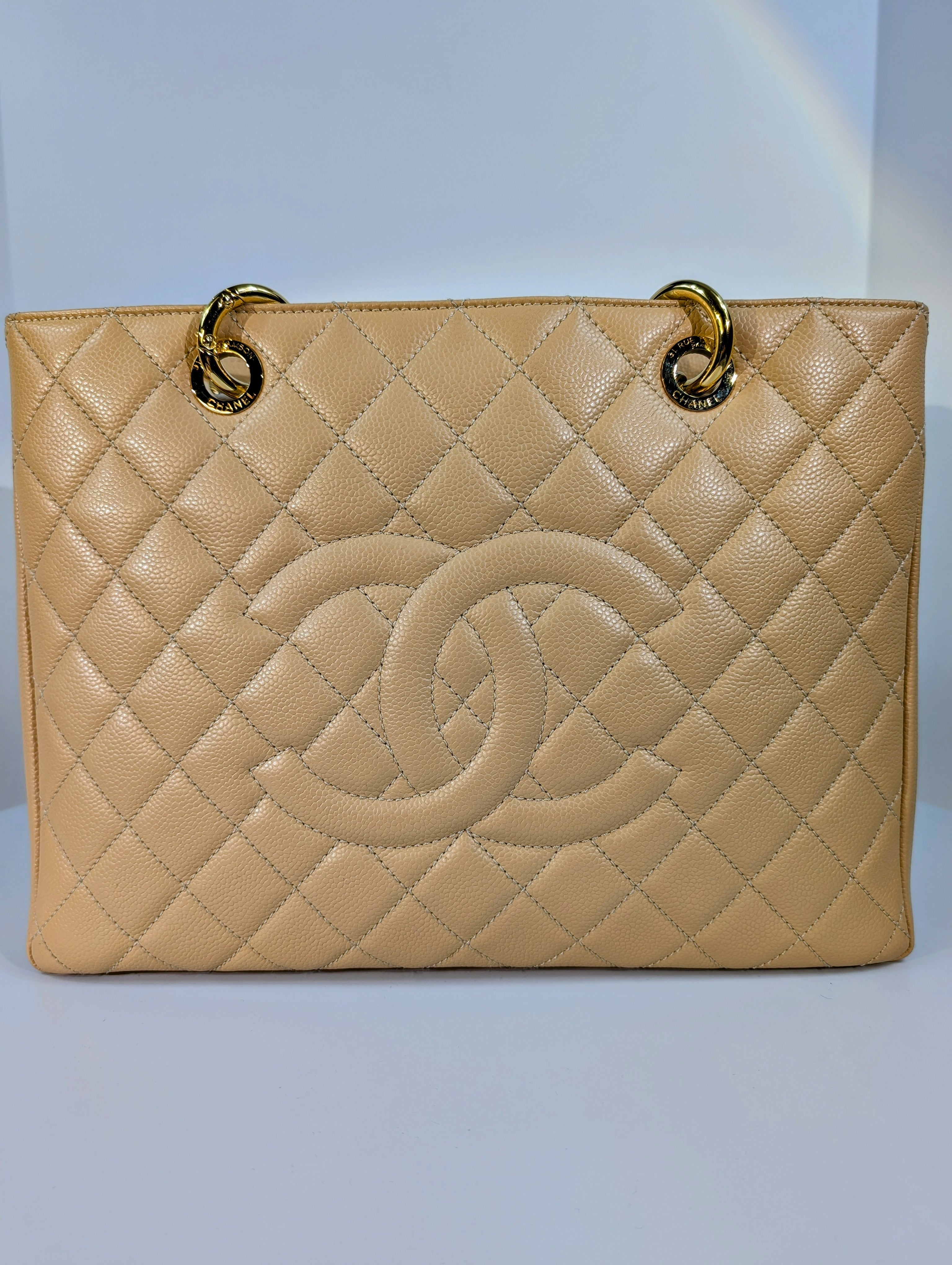 Chanel Beige Caviar Leather Grand Shopping Tote (GST)