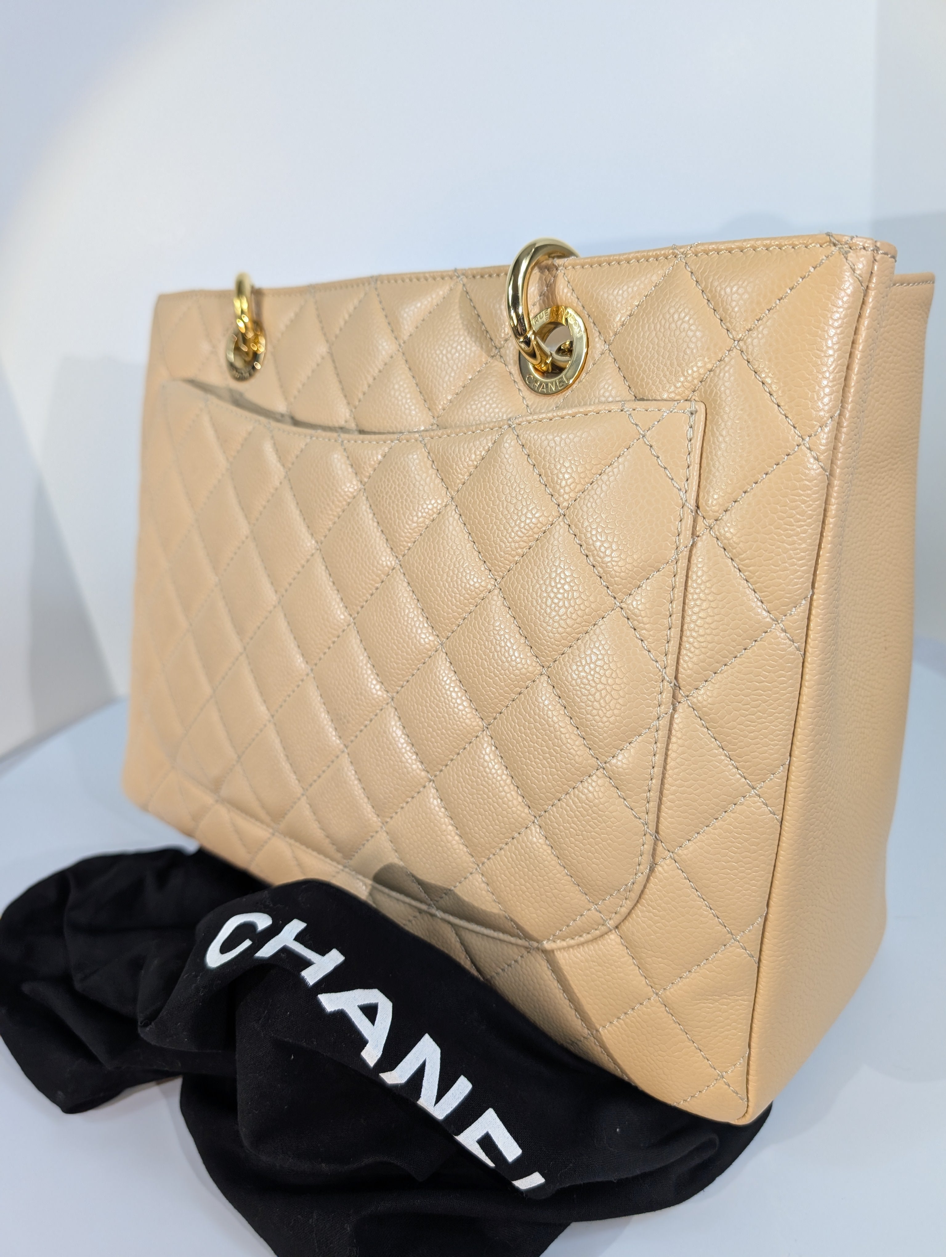 Chanel Beige Caviar Leather Grand Shopping Tote (GST)