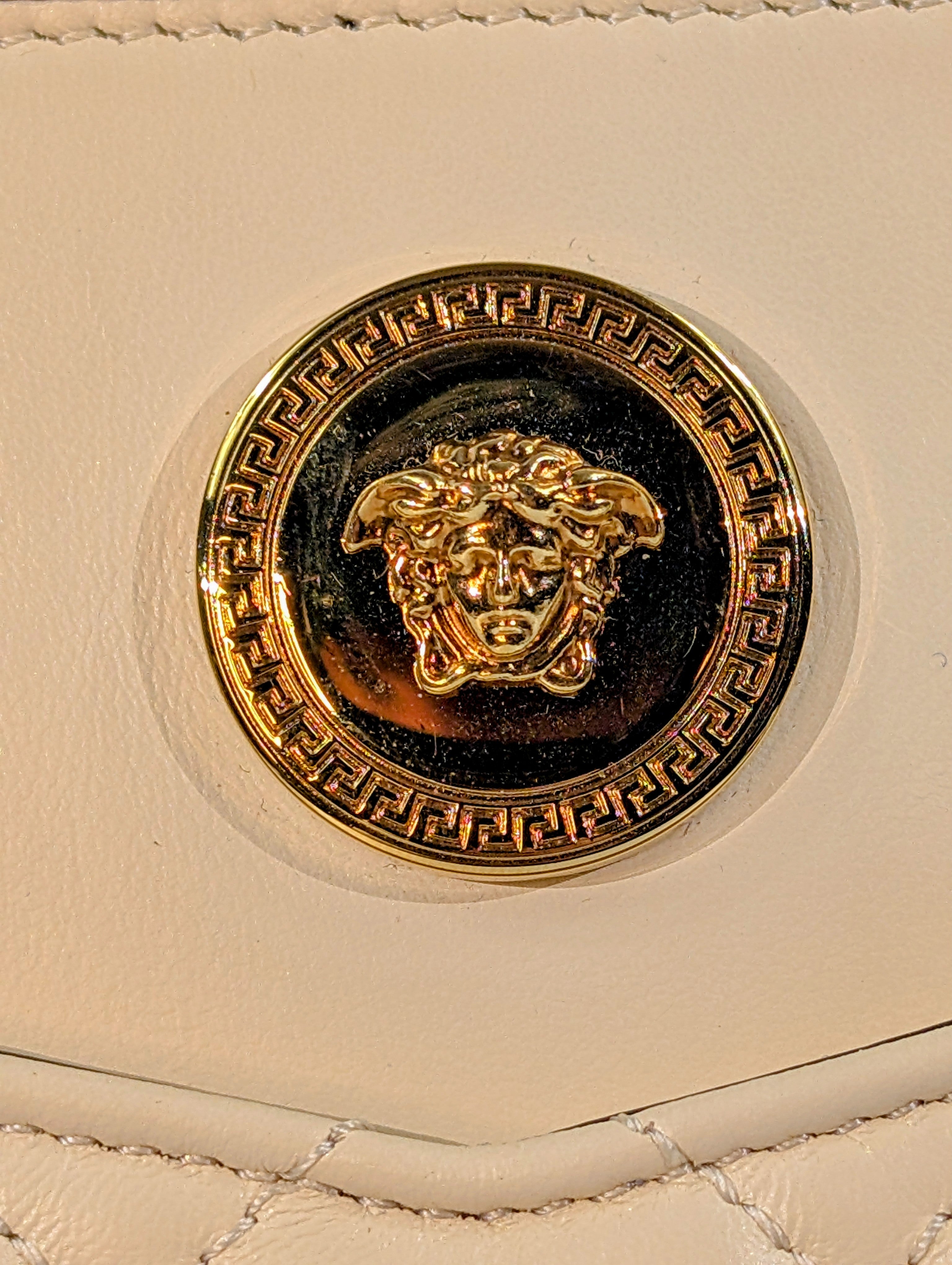 Versace Cream Quilted Nappa Leather Crossbody Bag