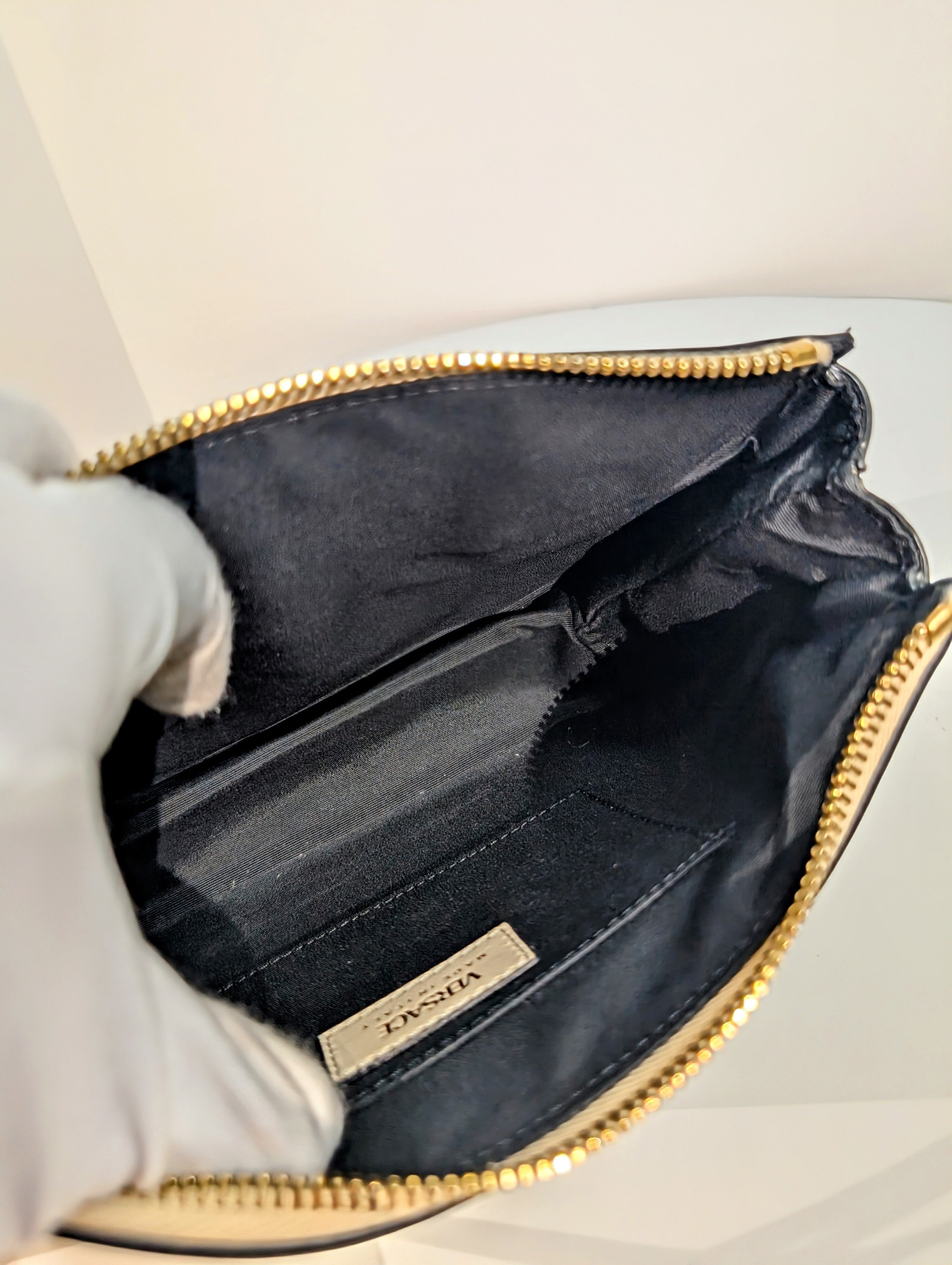 Versace Cream Quilted Nappa Leather Crossbody Bag