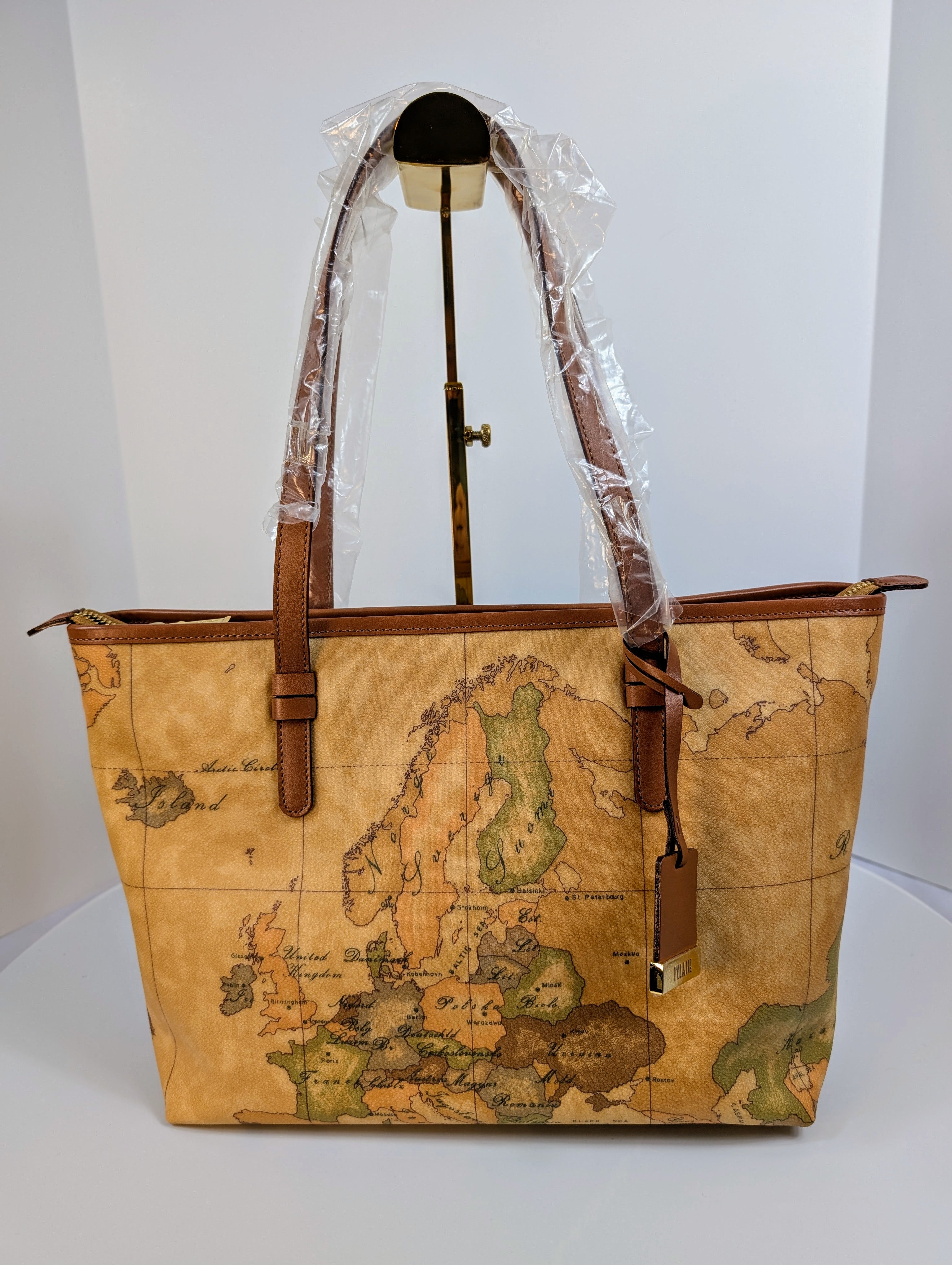 Alviero Martini 1A Classe Geo Classic World Map Zip-Top Tote Bag