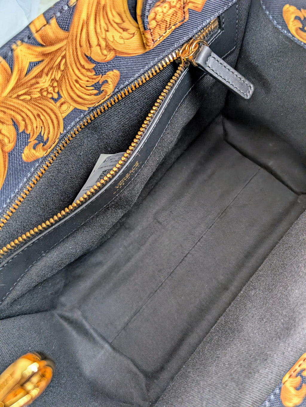 Versace Medusa Black Gold Canvas Small Tote Greca Shoulder Strap Bag