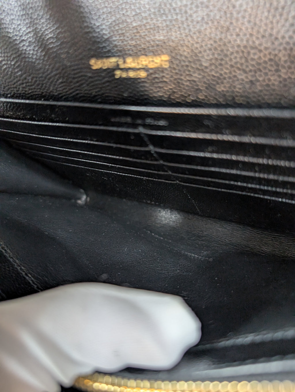 Saint Laurent (YSL) Black Grain de Poudre Embossed Leather Cassandre Envelope Bag
