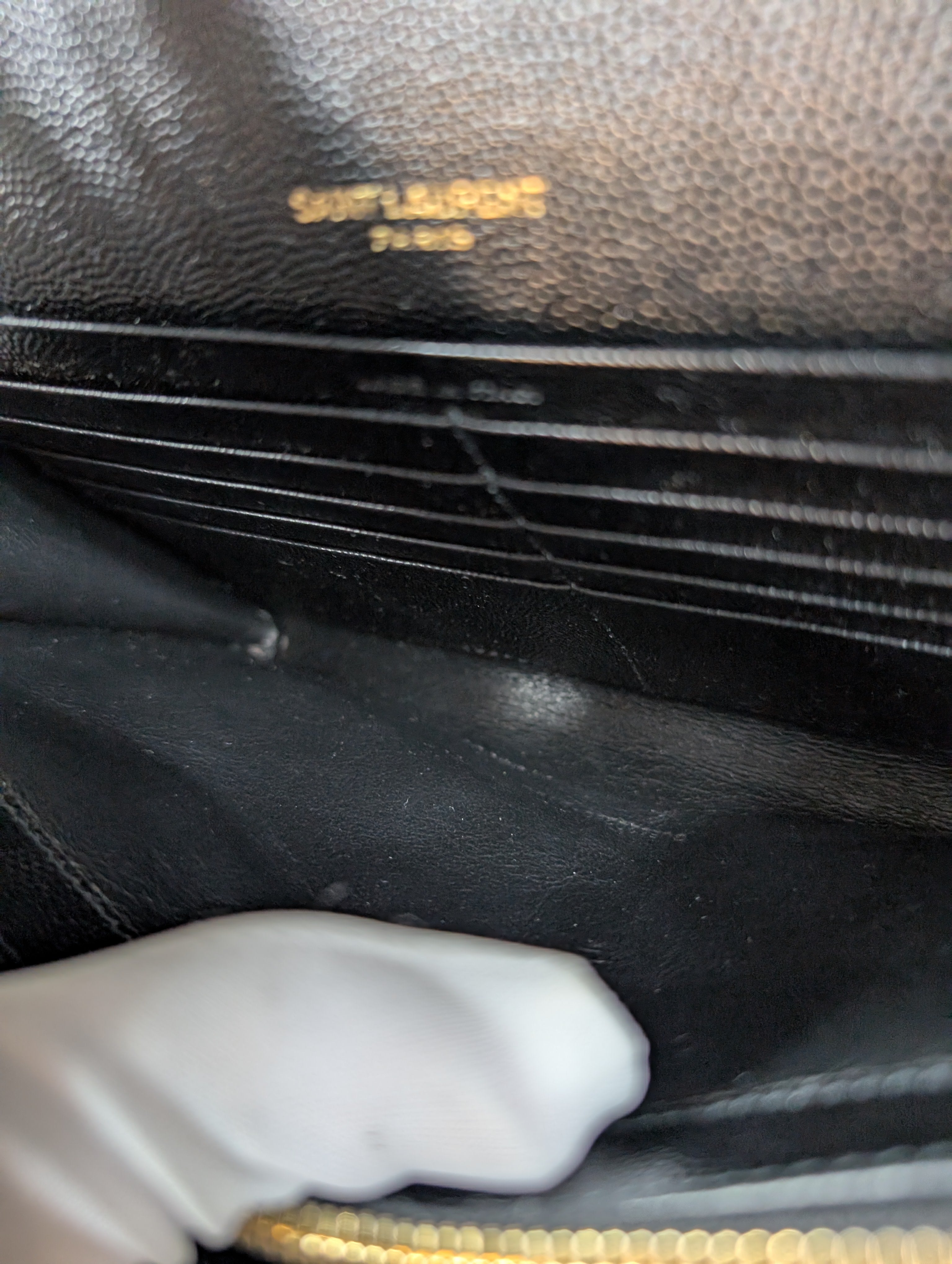 Saint Laurent (YSL) Black Grain de Poudre Embossed Leather Cassandre Envelope Bag