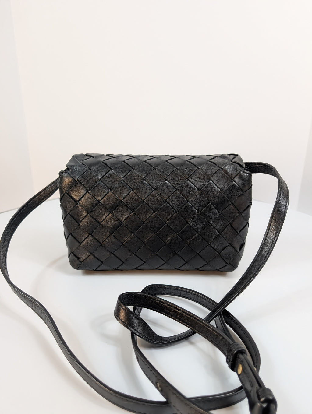 Bottega Veneta Black Intrecciato Woven Leather Crossbody Bag