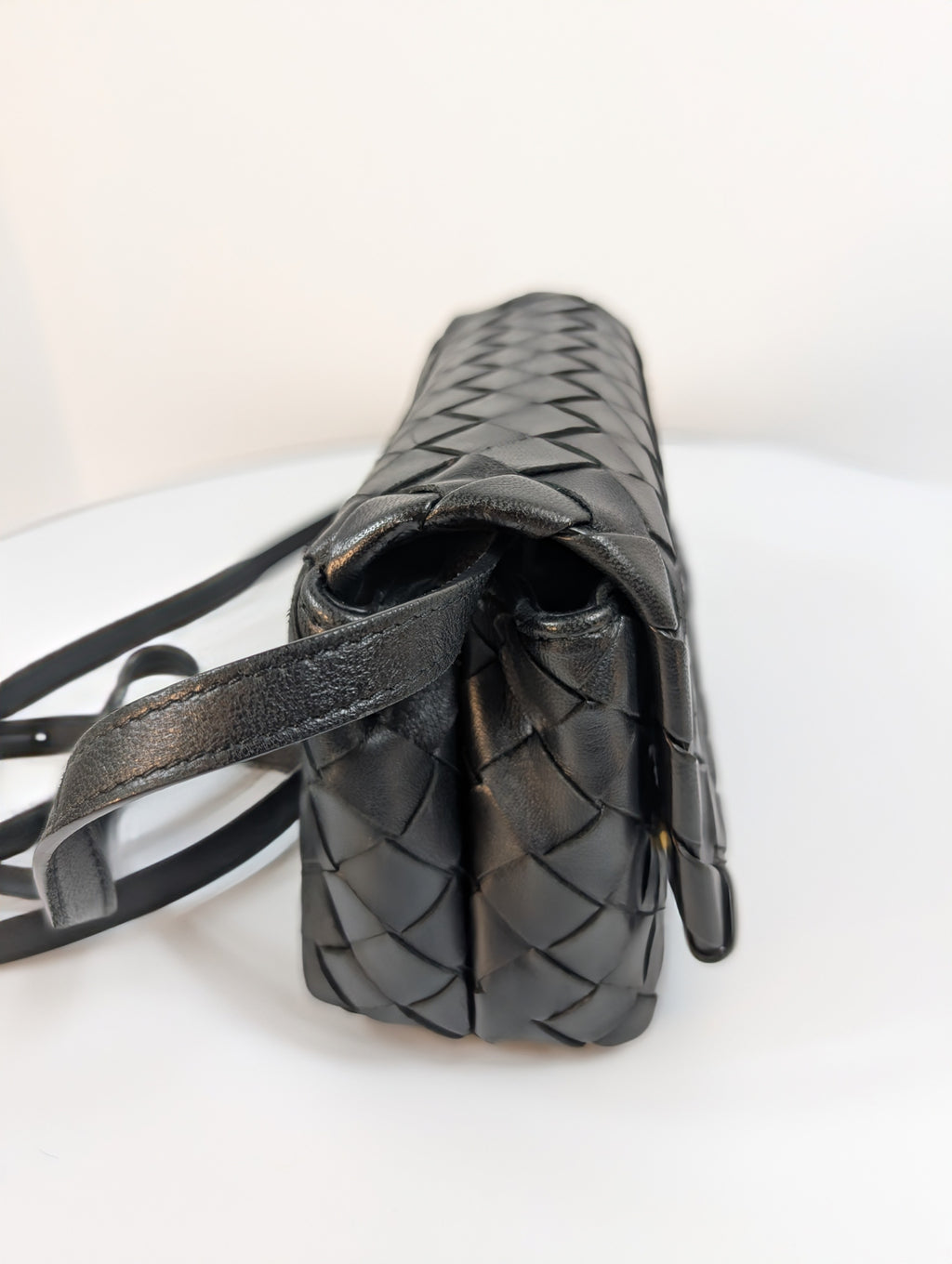 Bottega Veneta Black Intrecciato Woven Leather Crossbody Bag