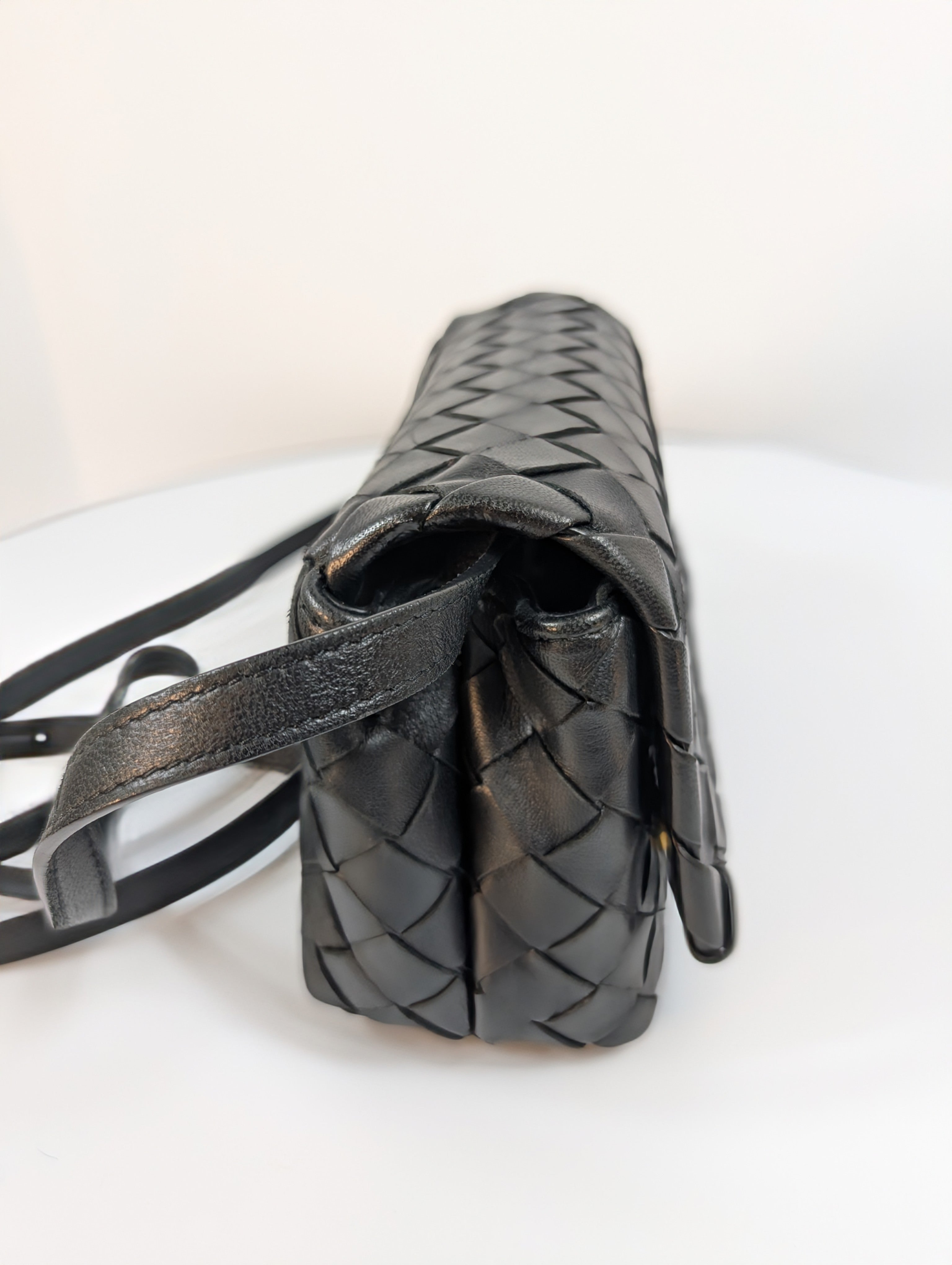 Bottega Veneta Black Intrecciato Woven Leather Crossbody Bag