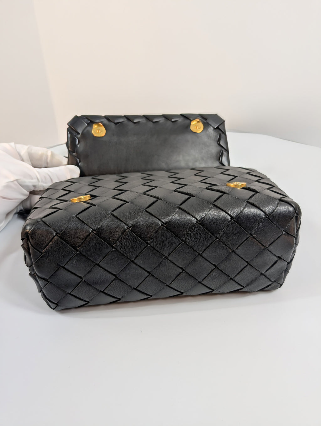Bottega Veneta Black Intrecciato Woven Leather Crossbody Bag