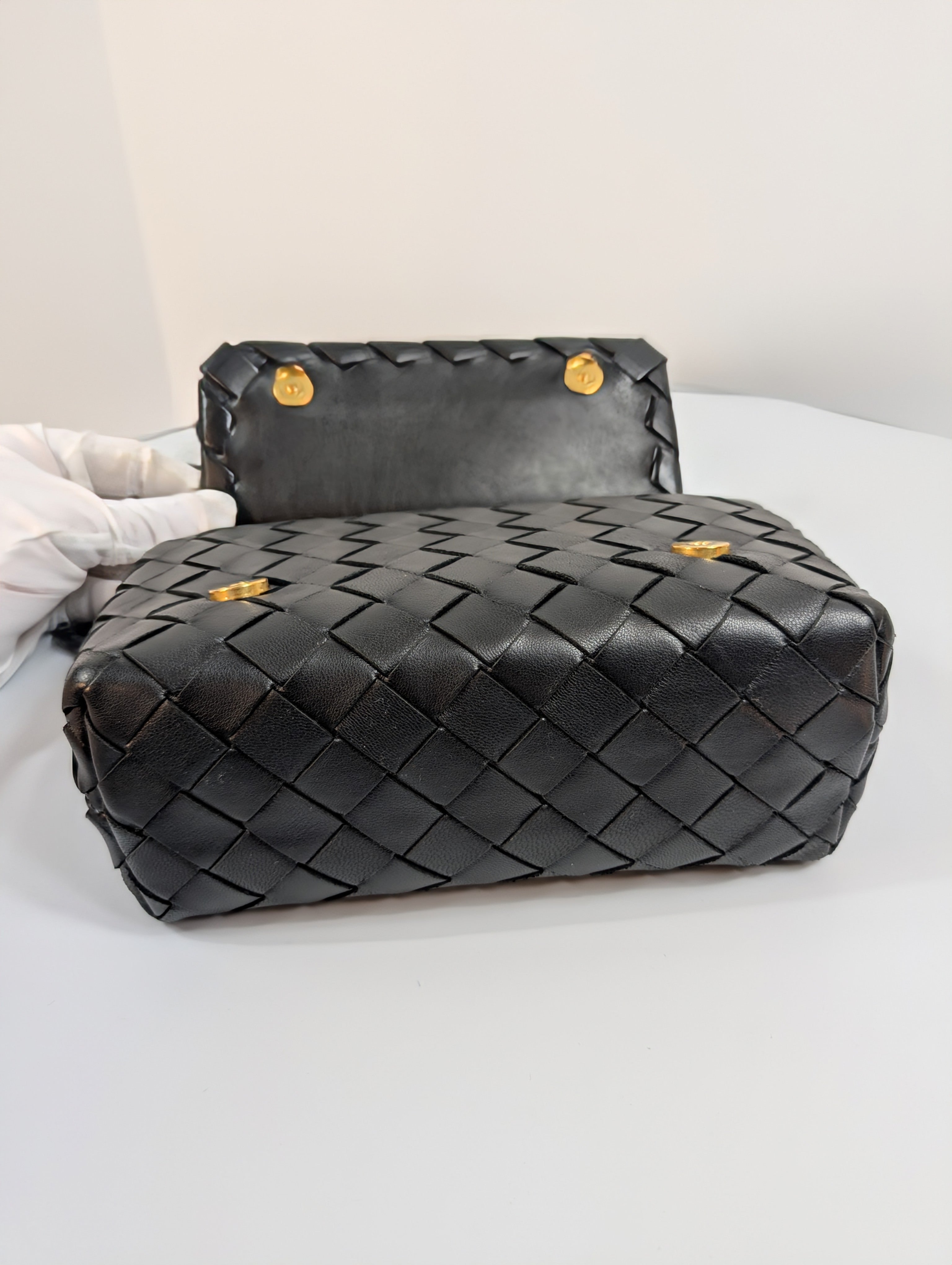 Bottega Veneta Black Intrecciato Woven Leather Crossbody Bag