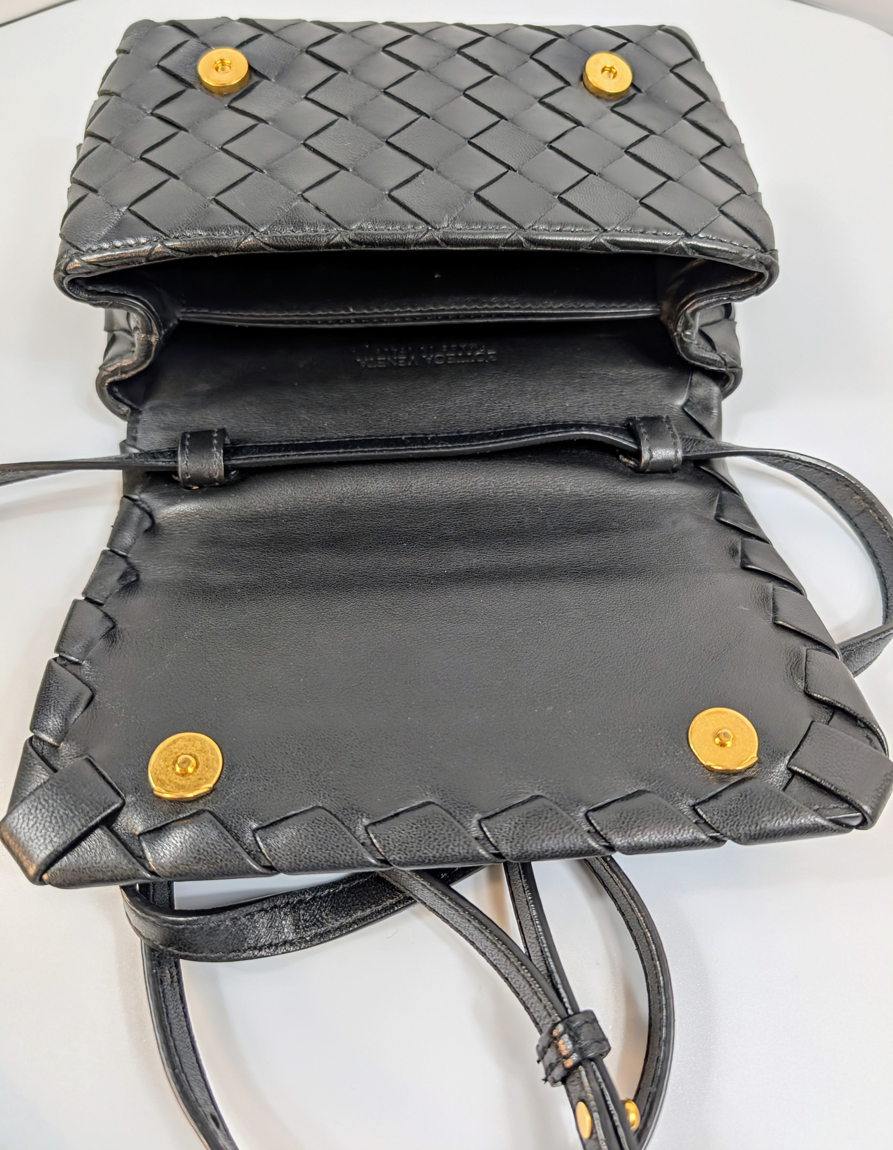 Bottega Veneta Black Intrecciato Woven Leather Crossbody Bag