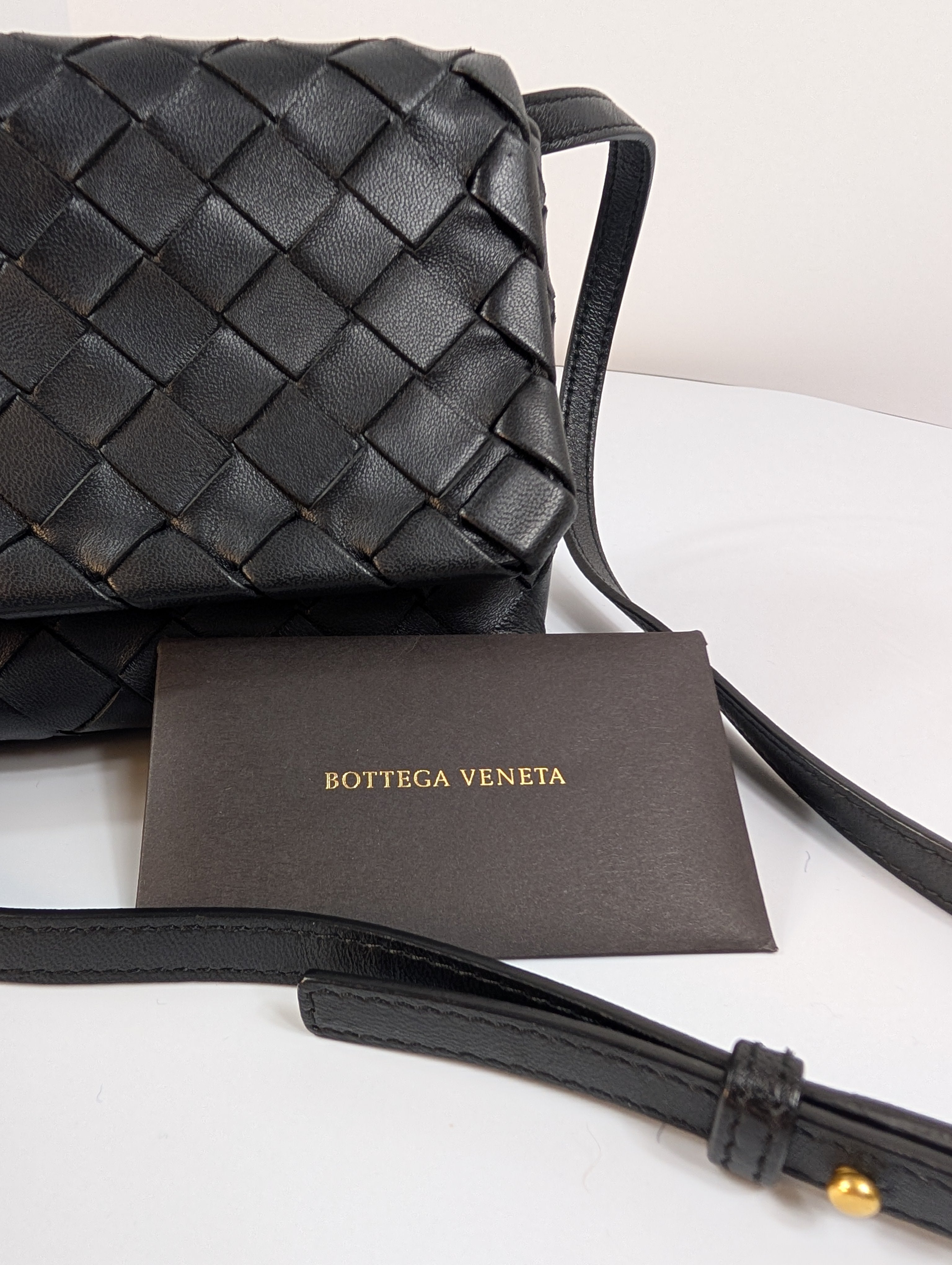 Bottega Veneta Black Intrecciato Woven Leather Crossbody Bag