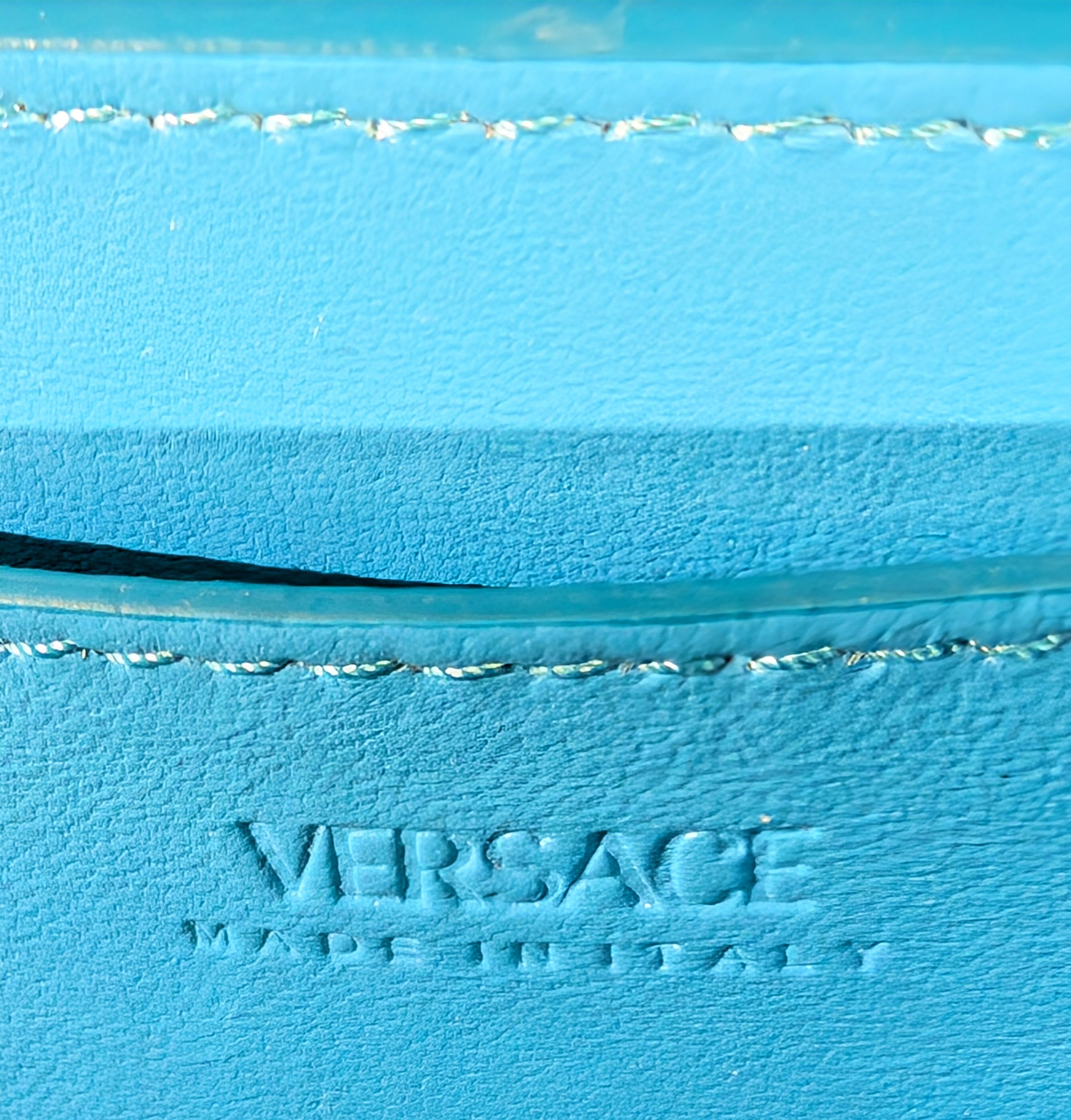 Versace Virtus Greca Goddess Shoulder Bag in Versace Blue